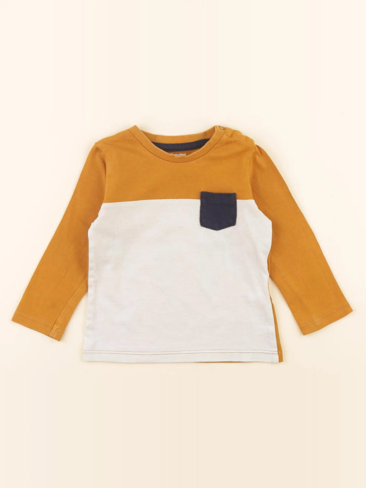 Vertbaudet - tee-shirt jaune, beige - 12 mois
