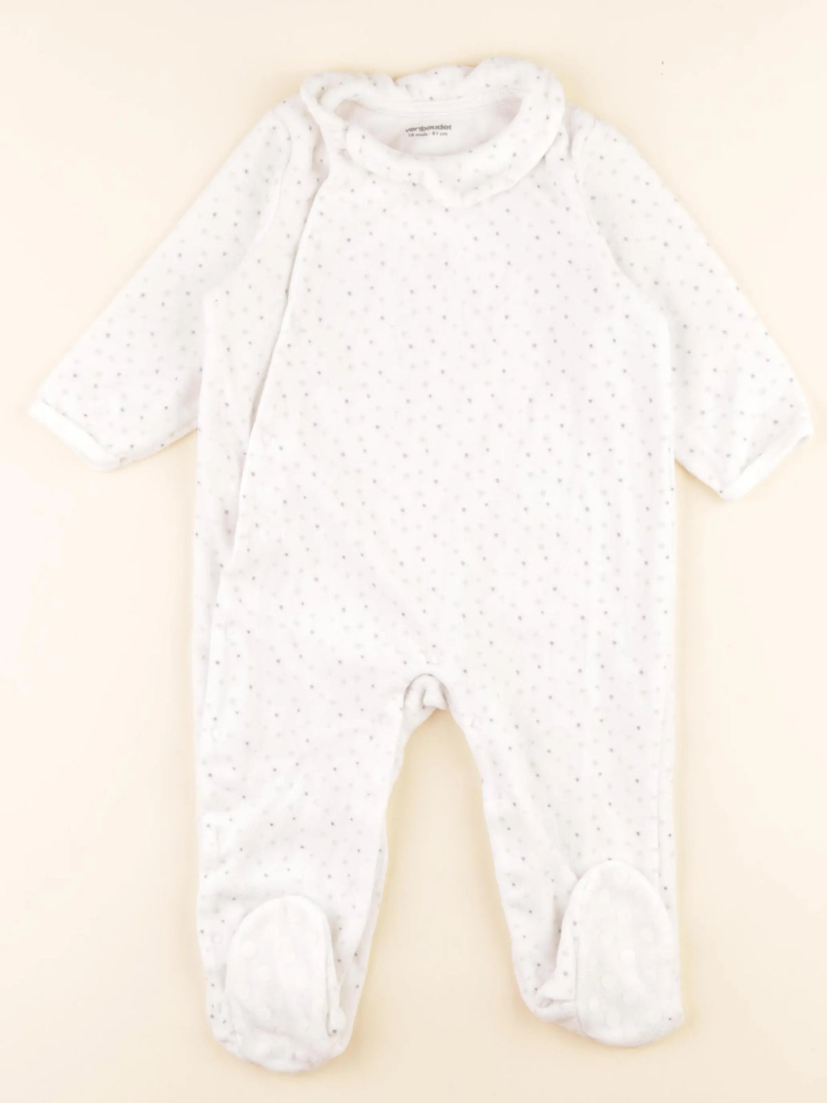 Vertbaudet - pyjama velours blanc - 18 mois
