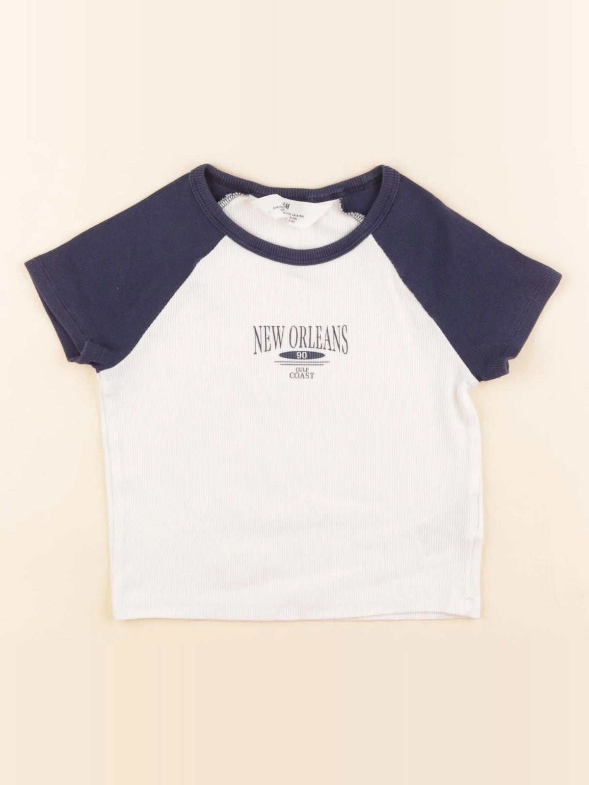 H&M - tee-shirt beige, bleu - 8/10 ans
