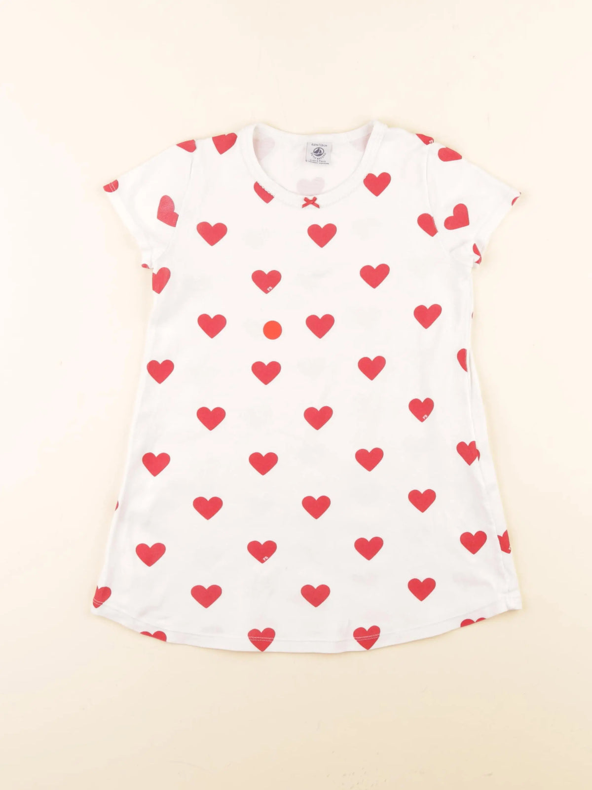 Petit Bateau - chemise de nuit coton blanc, rouge - 6 ans