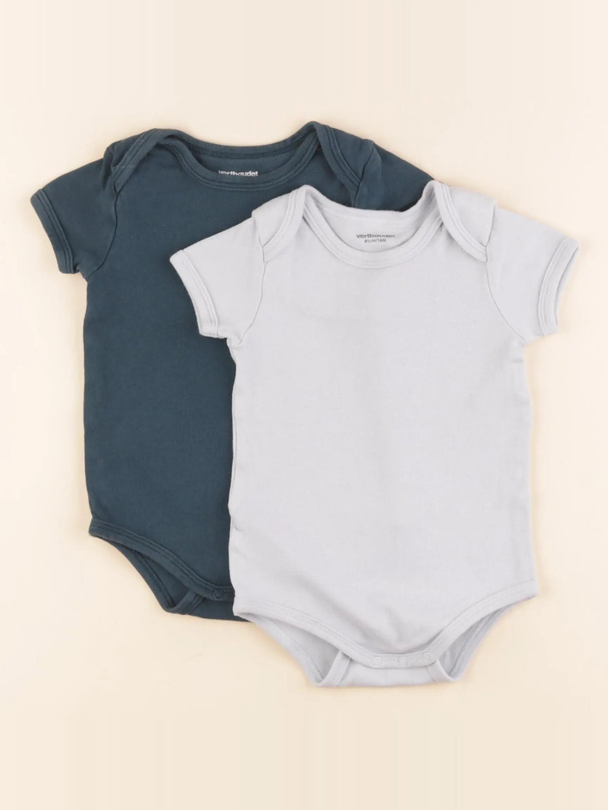 Vertbaudet - lot de 2 bodies en coton bleu, vert - 18 mois