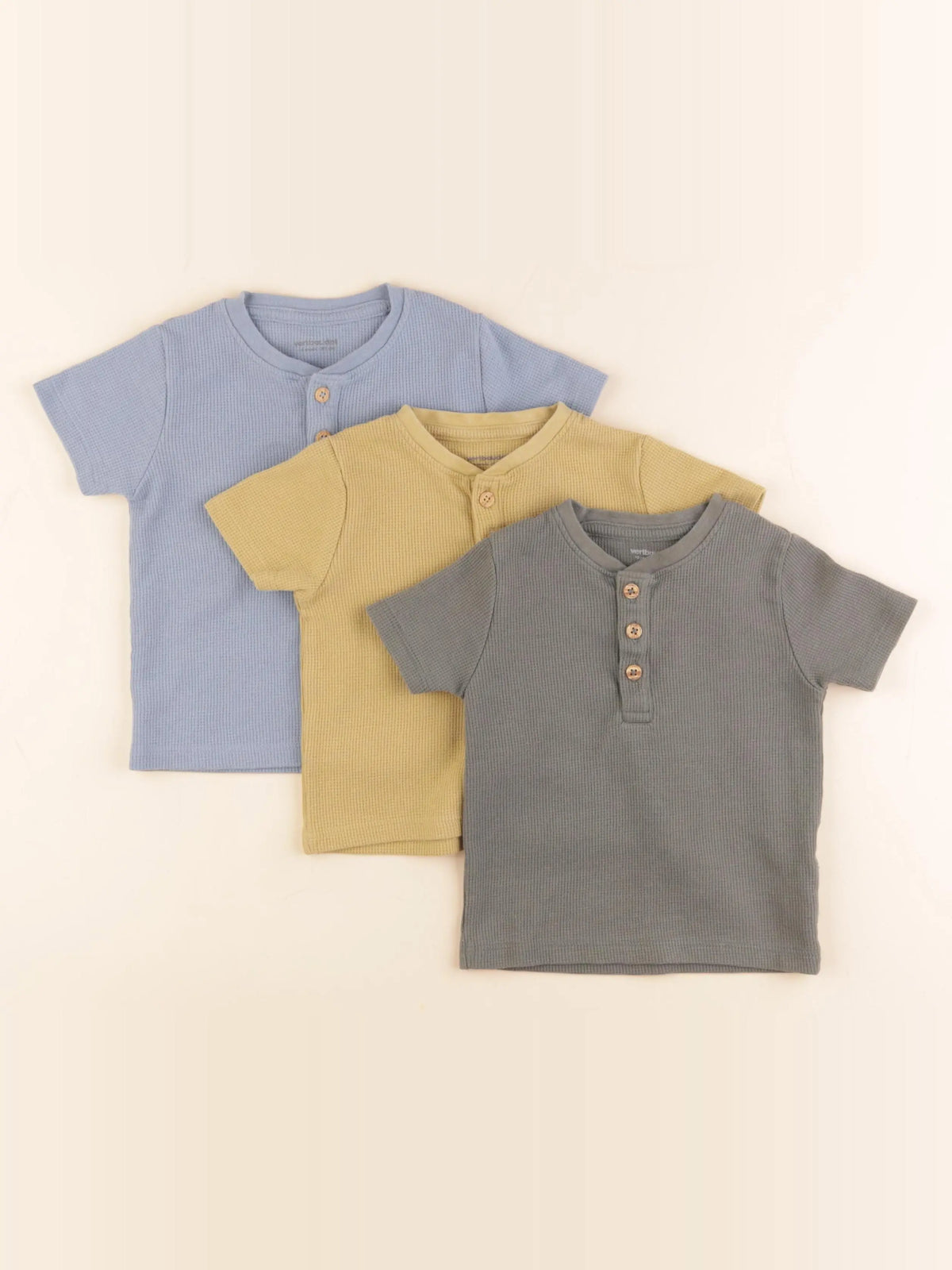 Vertbaudet - lot de 3 tee-shirts bleu, jaune, vert - 18 mois