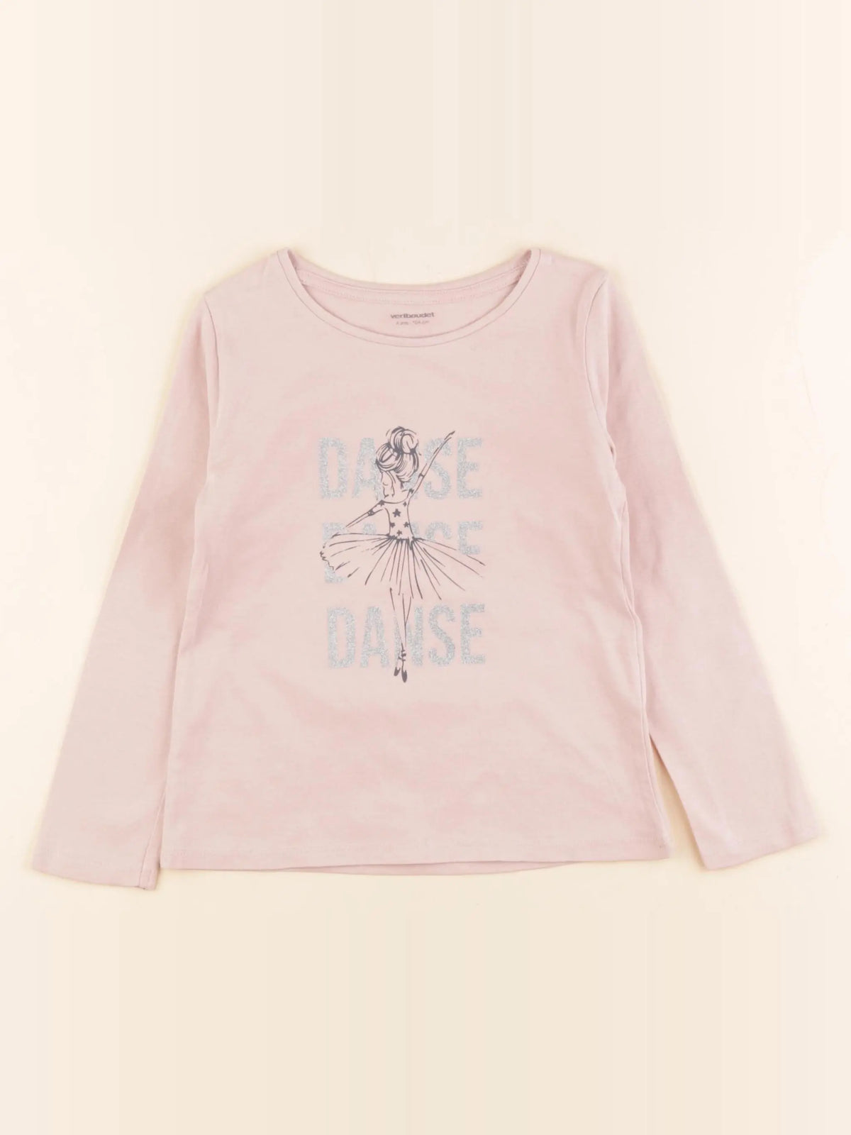 Vertbaudet - tee-shirt rose, argent - 4 ans