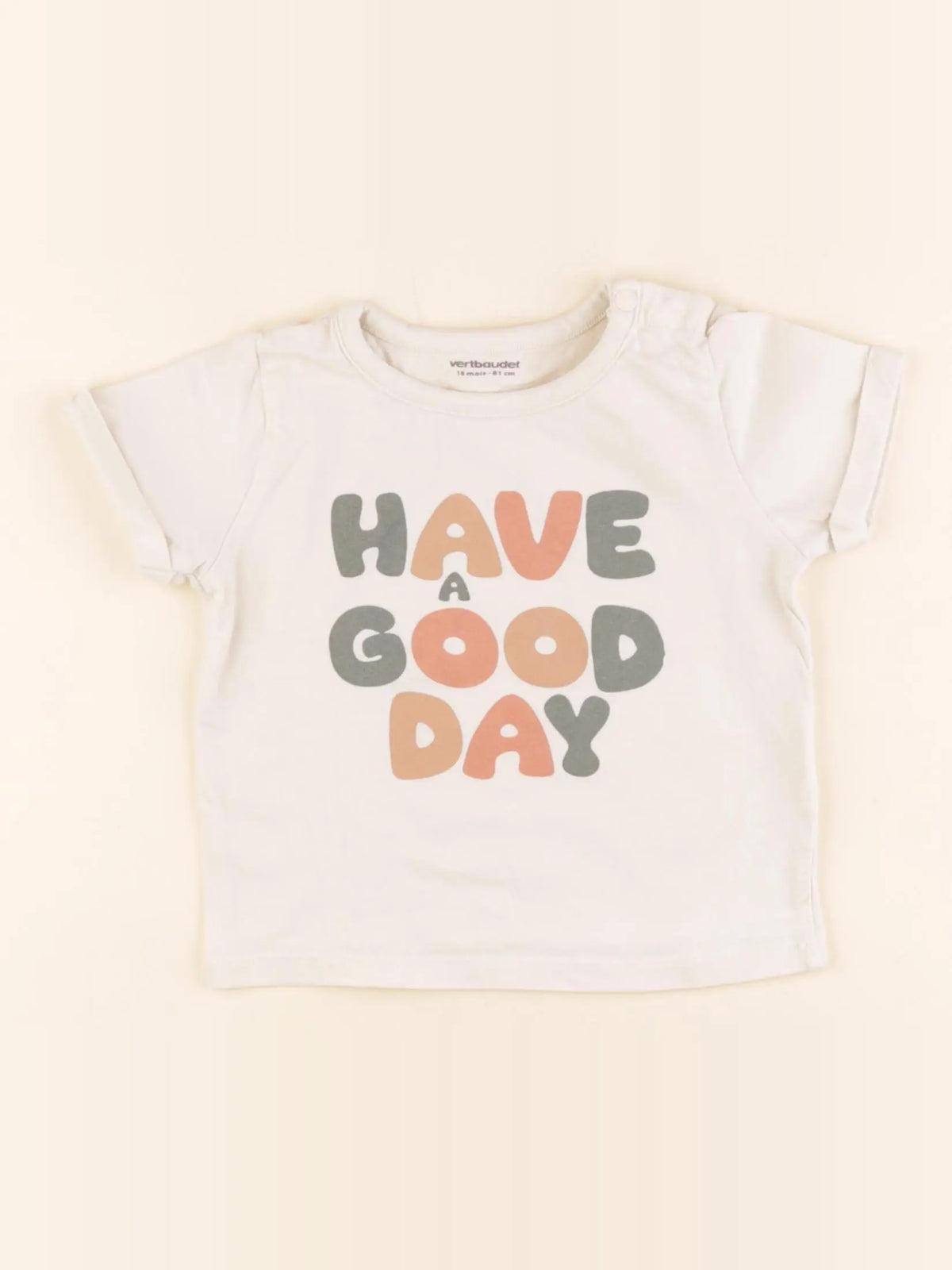 Vertbaudet - tee-shirt beige - 18 mois