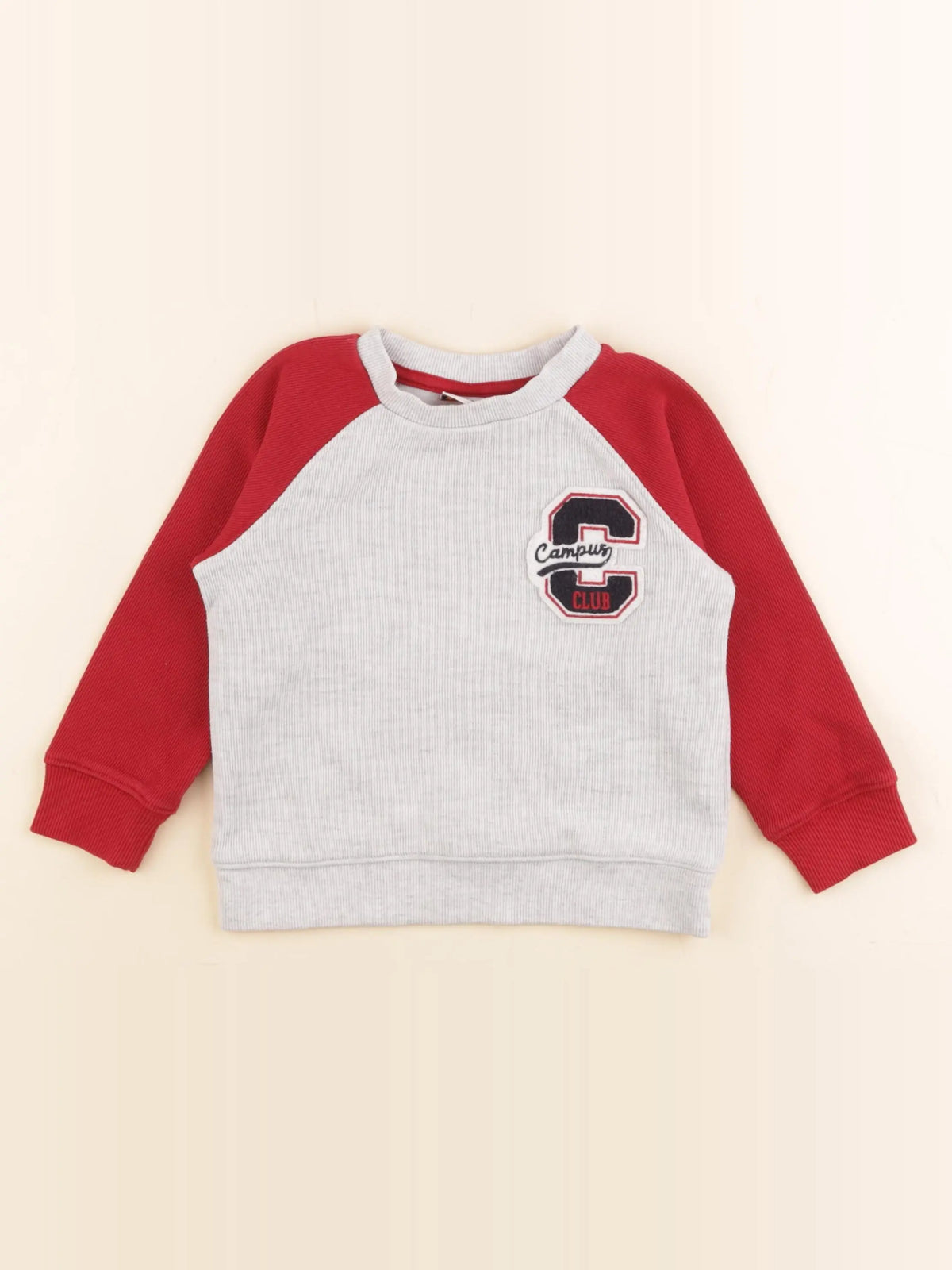 Tape à l'oeil - sweat gris, rouge - 2/3 ans