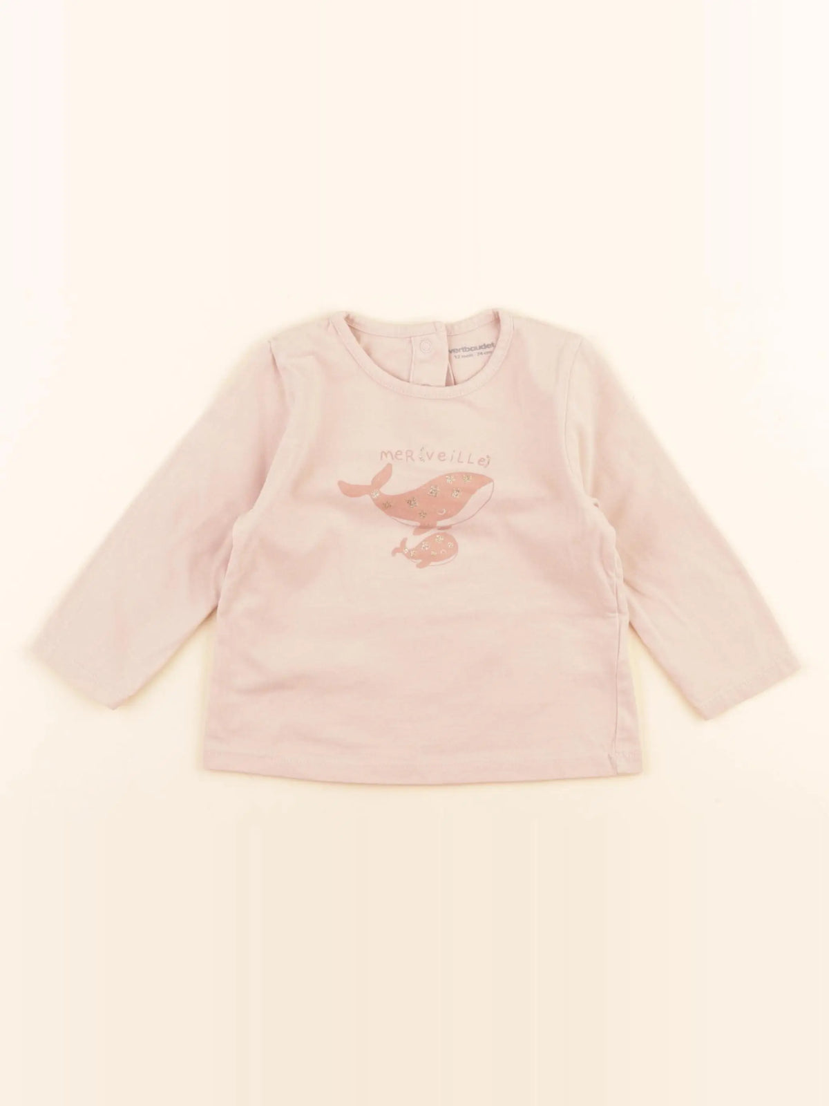 Vertbaudet - tee-shirt rose - 12 mois