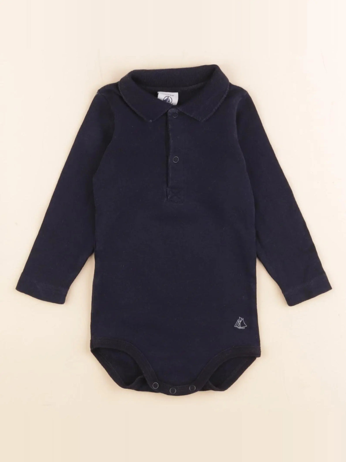 Petit Bateau - body à col bleu - 12 mois
