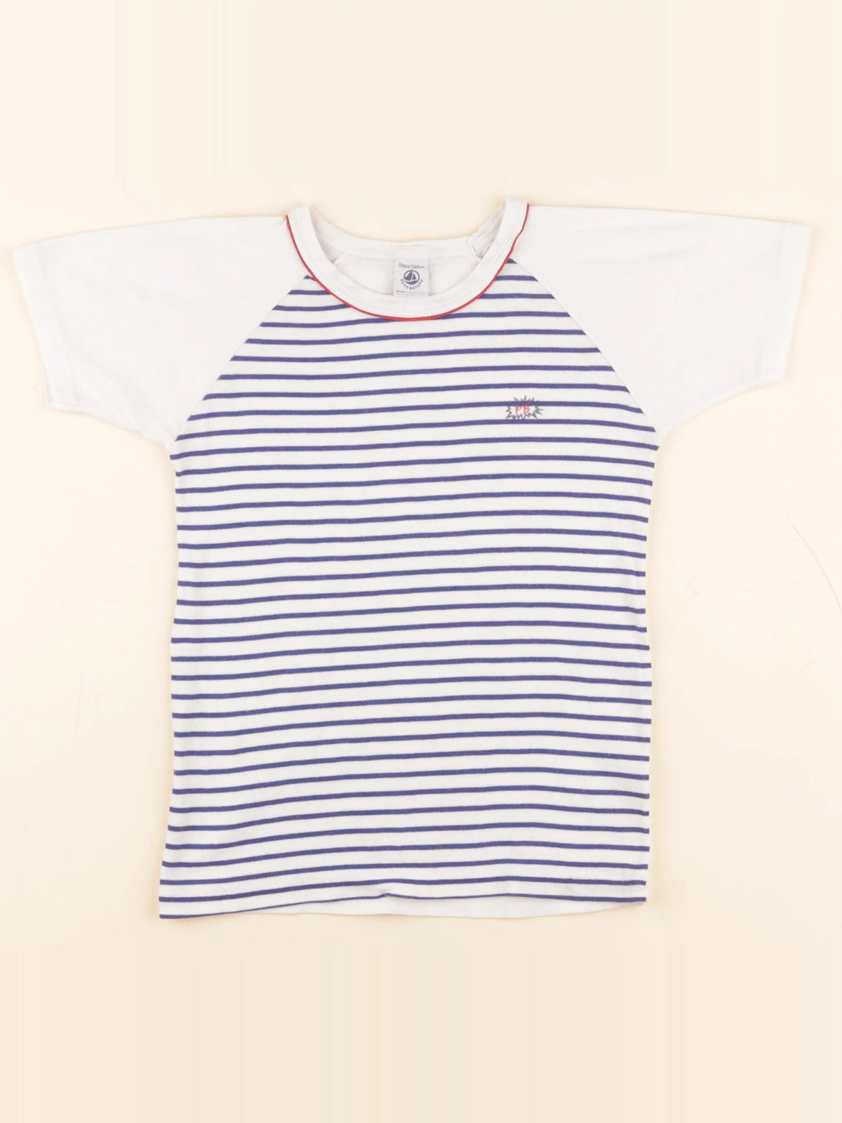 Petit Bateau - tee-shirt blanc, bleu - 10 ans