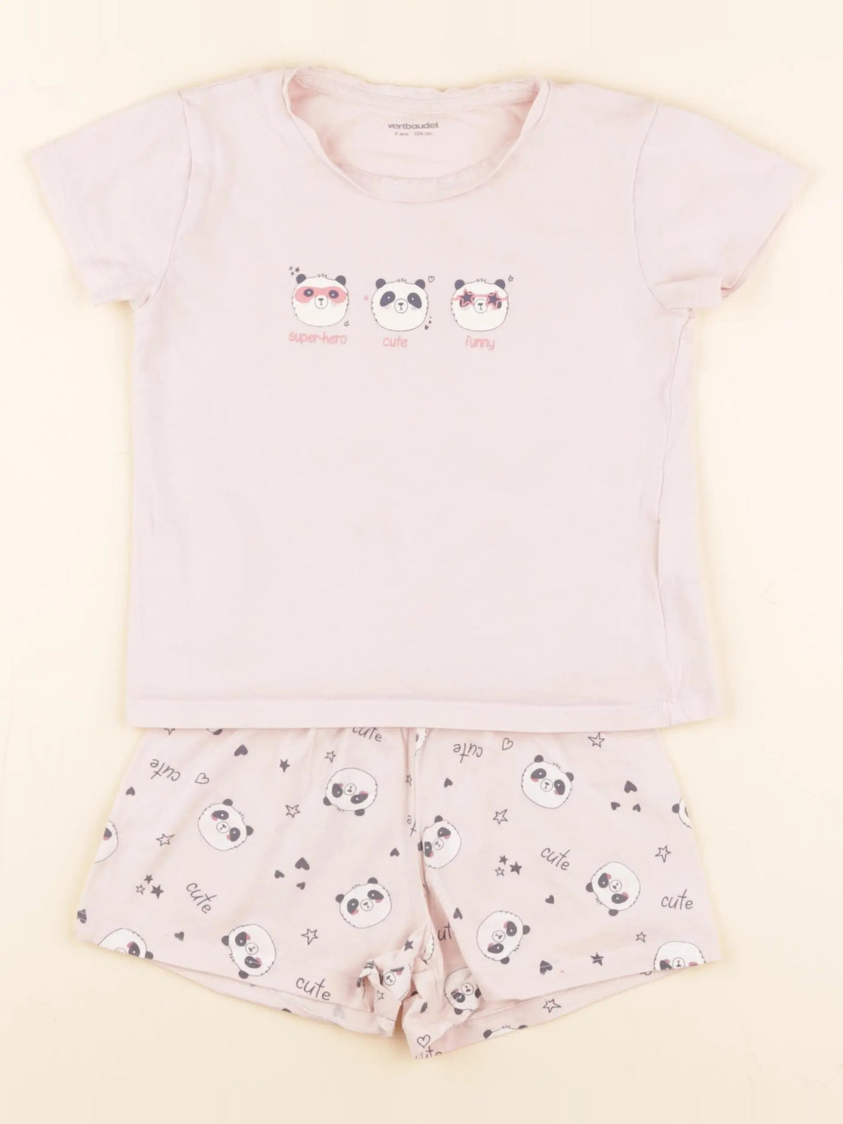 Vertbaudet - pyjama coton rose - 4 ans