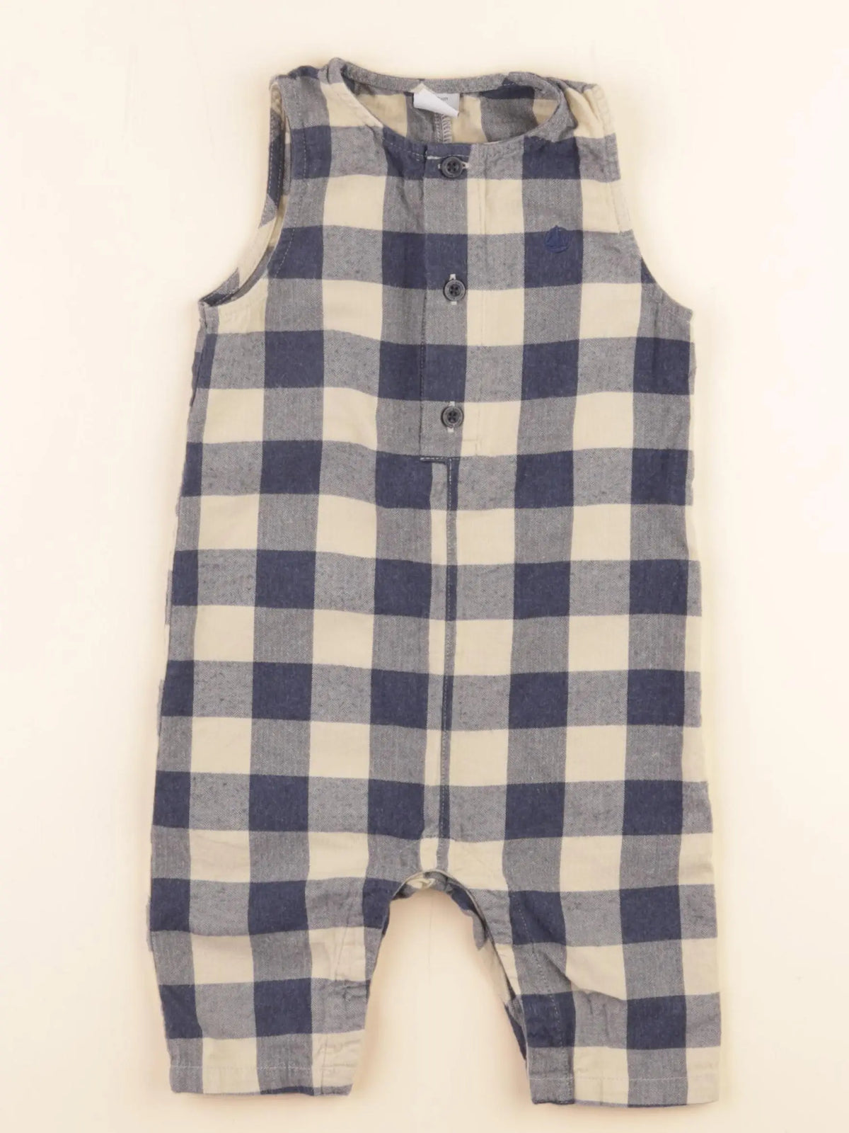 Petit Bateau - combinaison bleu, beige - 12 mois