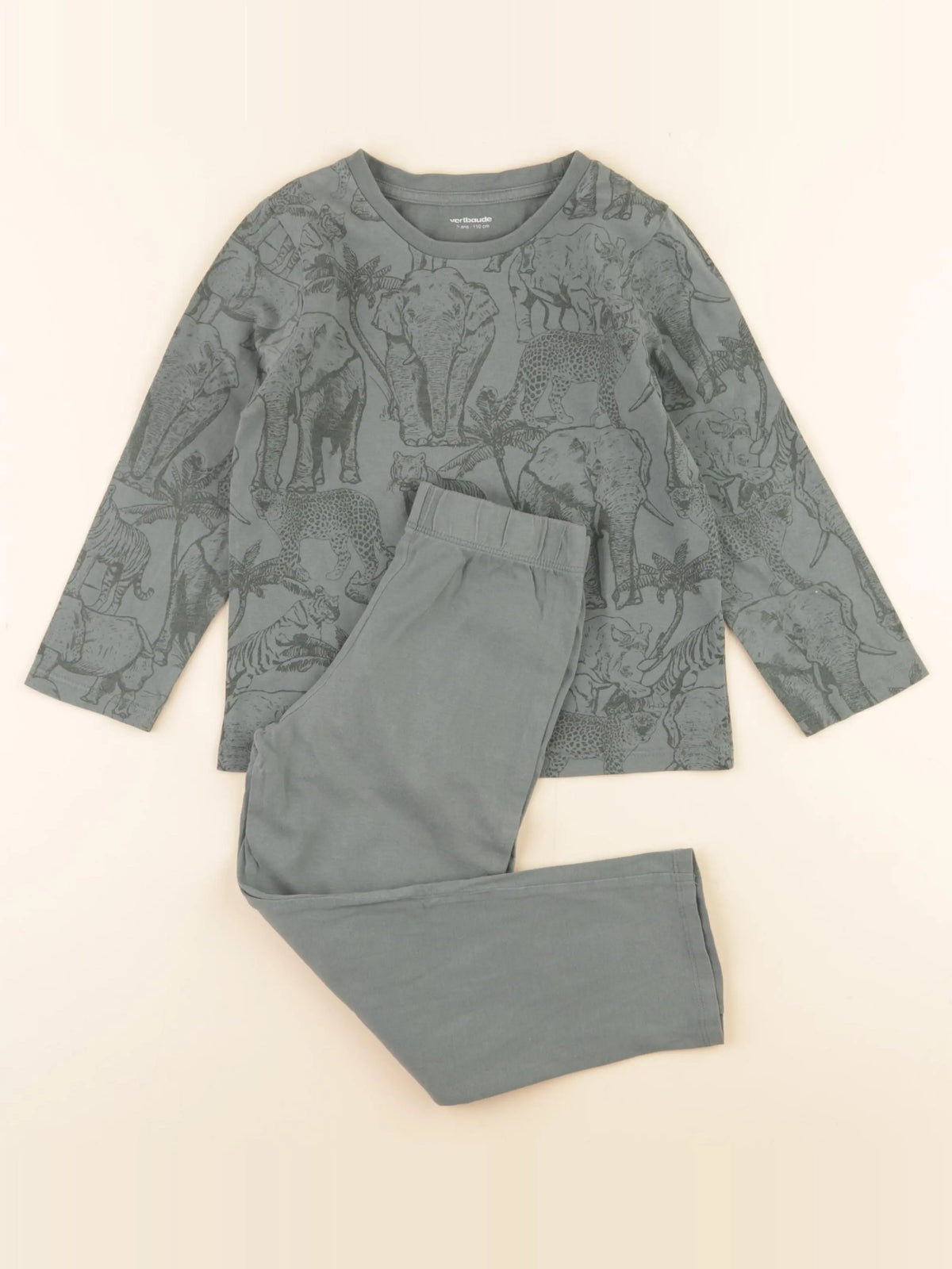Vertbaudet - pyjama coton vert - 5 ans