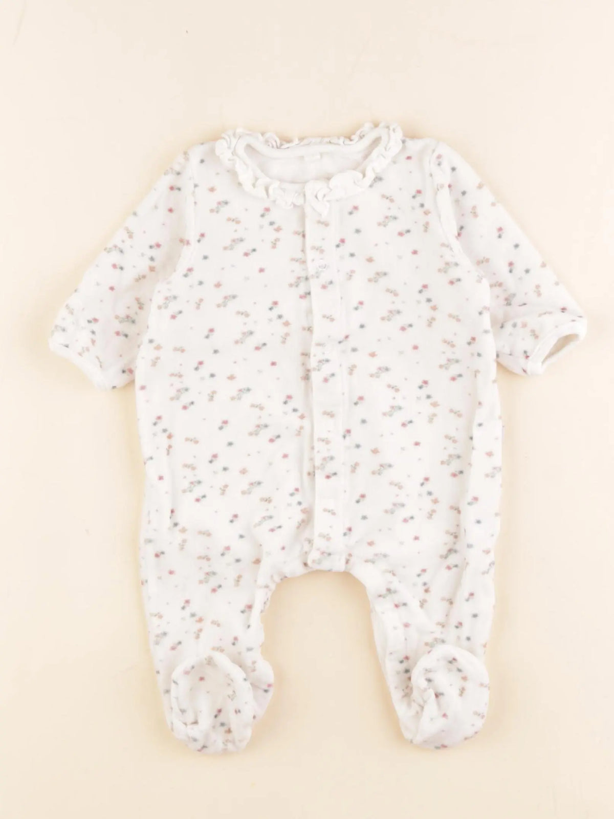 Petit Bateau - pyjama velours blanc - 3 mois