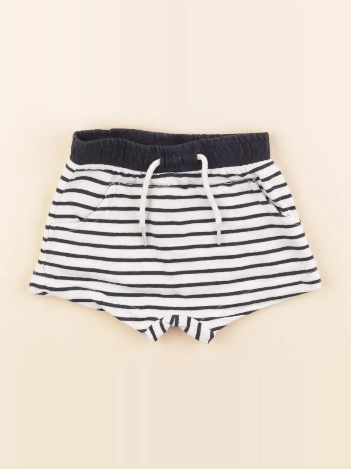 Vertbaudet - short bleu, blanc - 6 mois