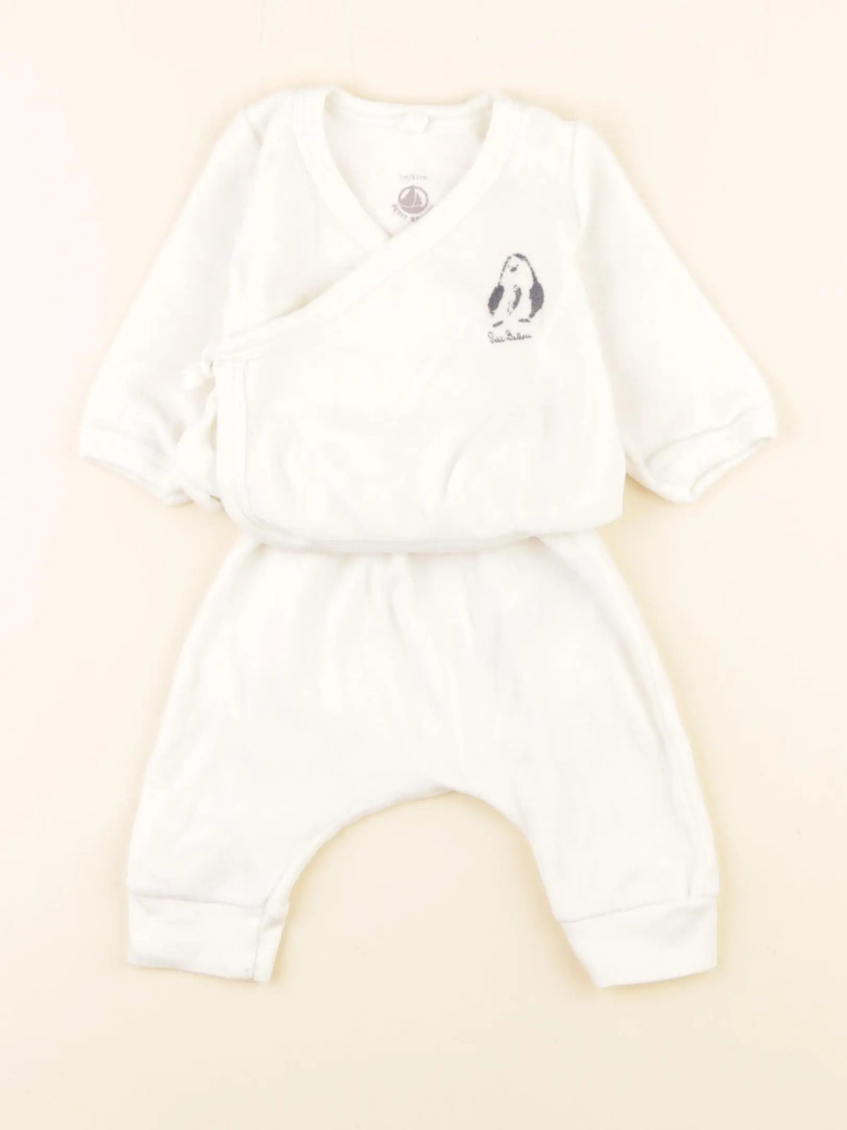 Petit Bateau - ensemble blanc - 1 mois