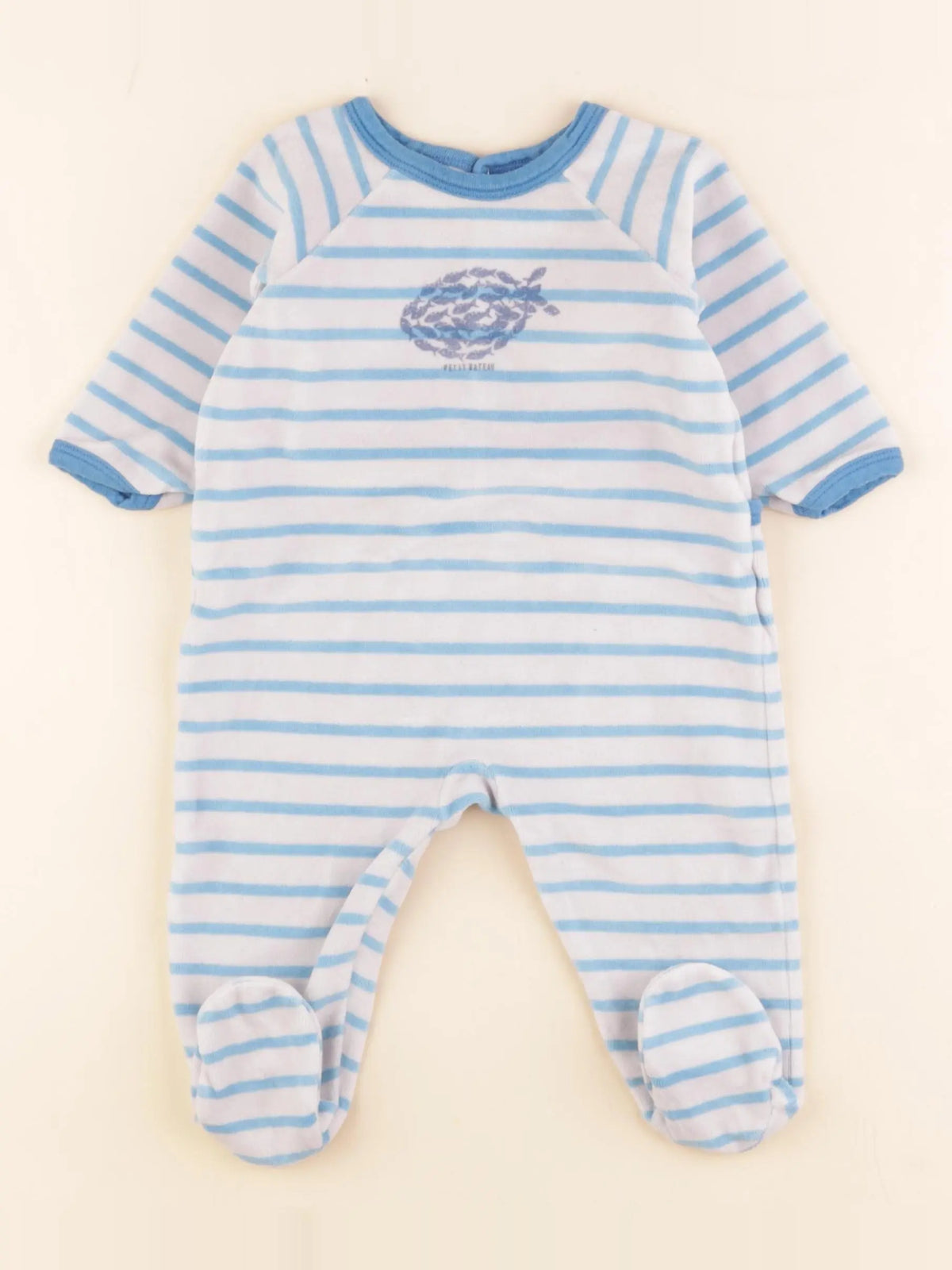 Petit Bateau - pyjama velours bleu - 9 mois