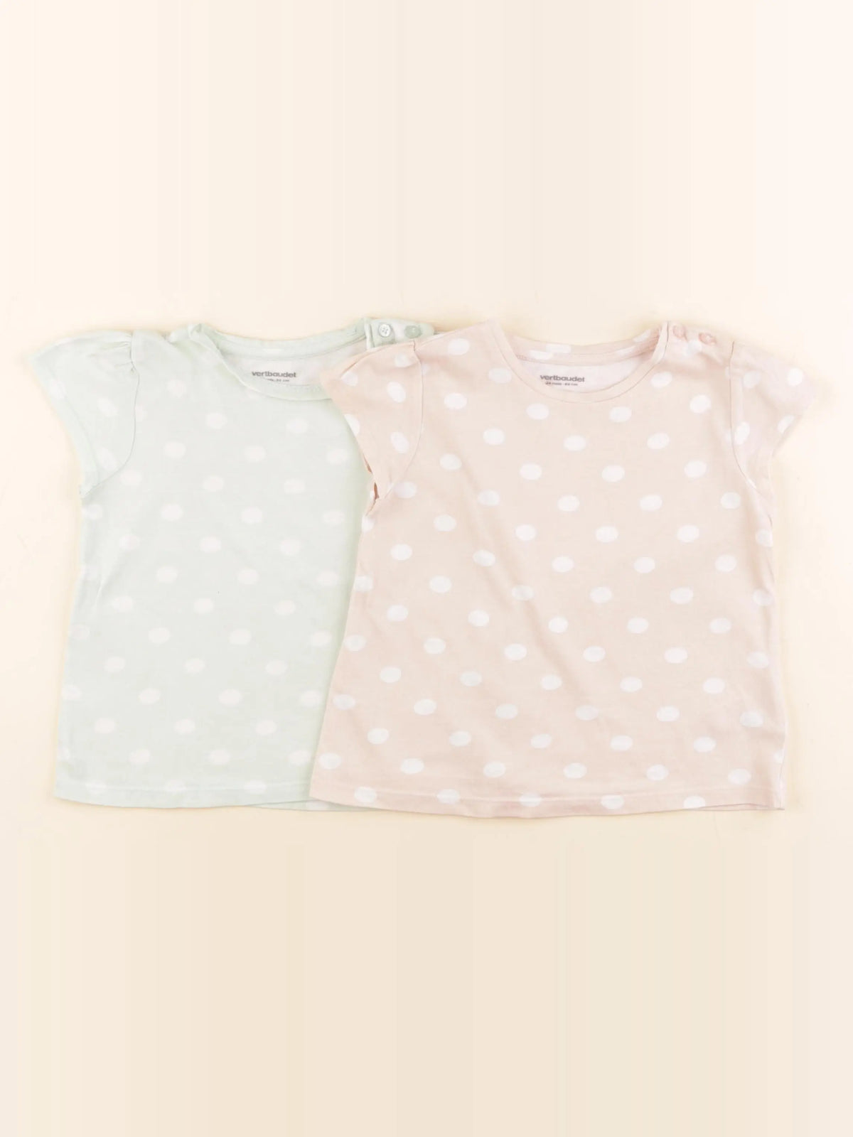 Vertbaudet - lot de 2 tee-shirts rose, vert - 24 mois