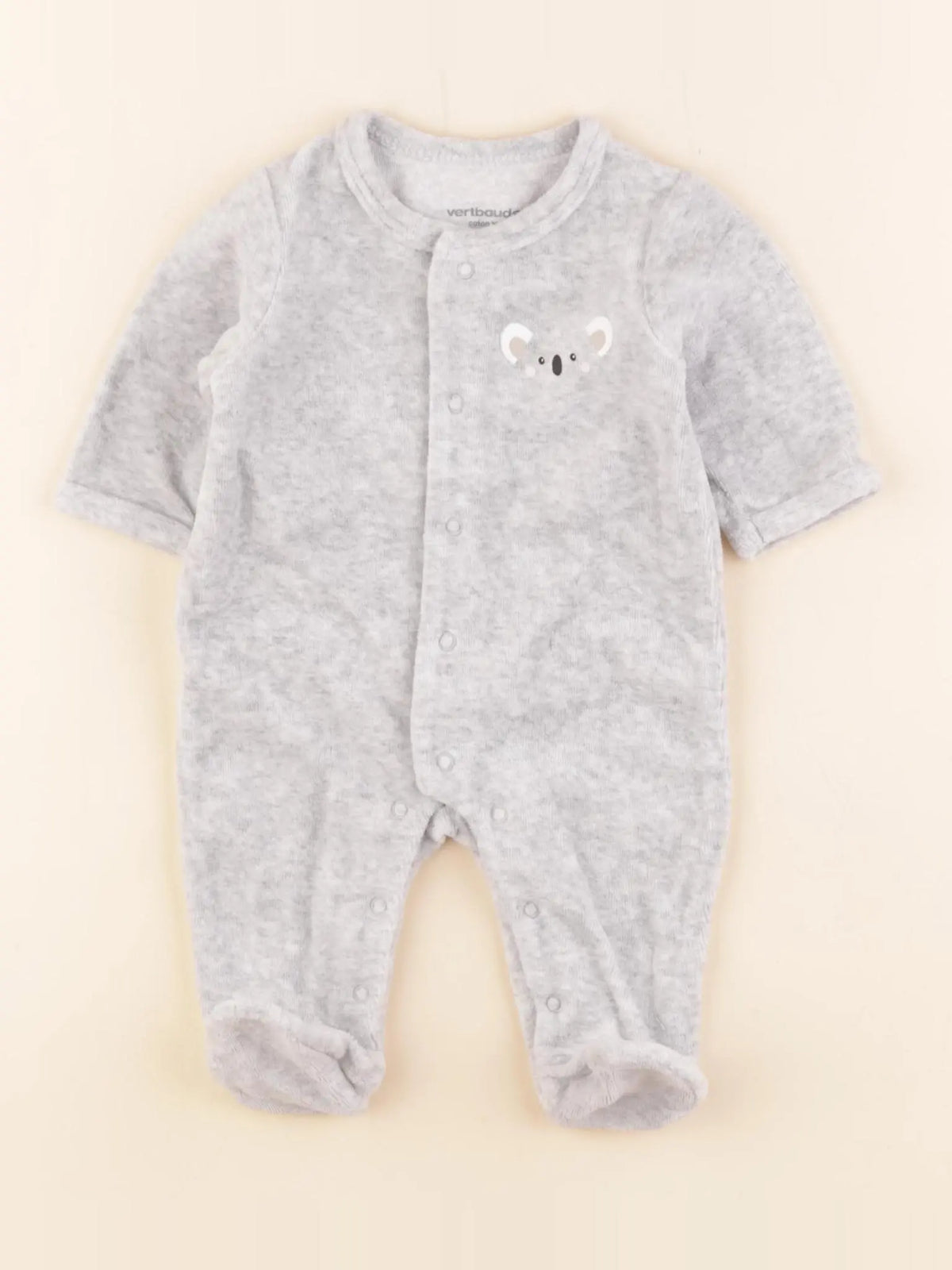 Vertbaudet - pyjama velours gris - 1 mois