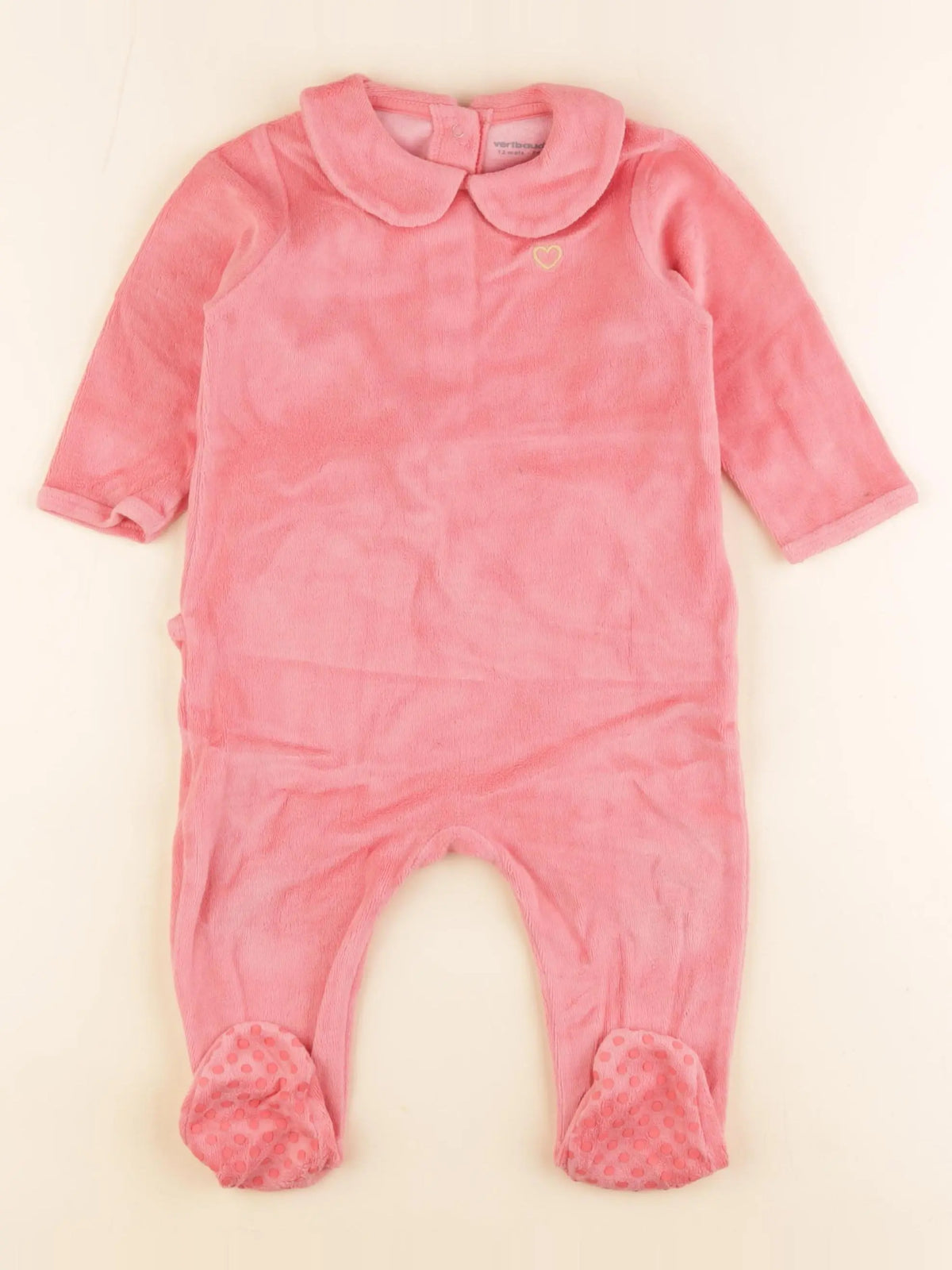 Vertbaudet - pyjama velours rose - 12 mois