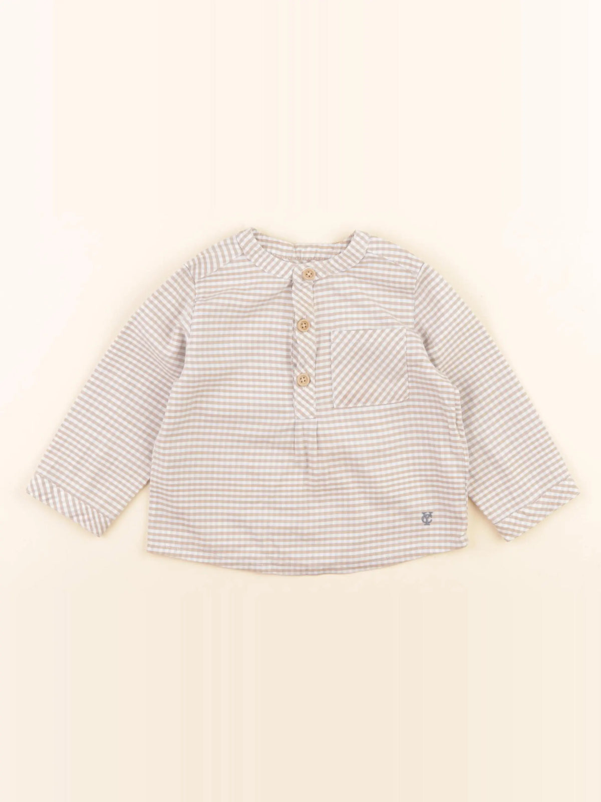 Cyrillus - chemise beige, bleu - 18 mois