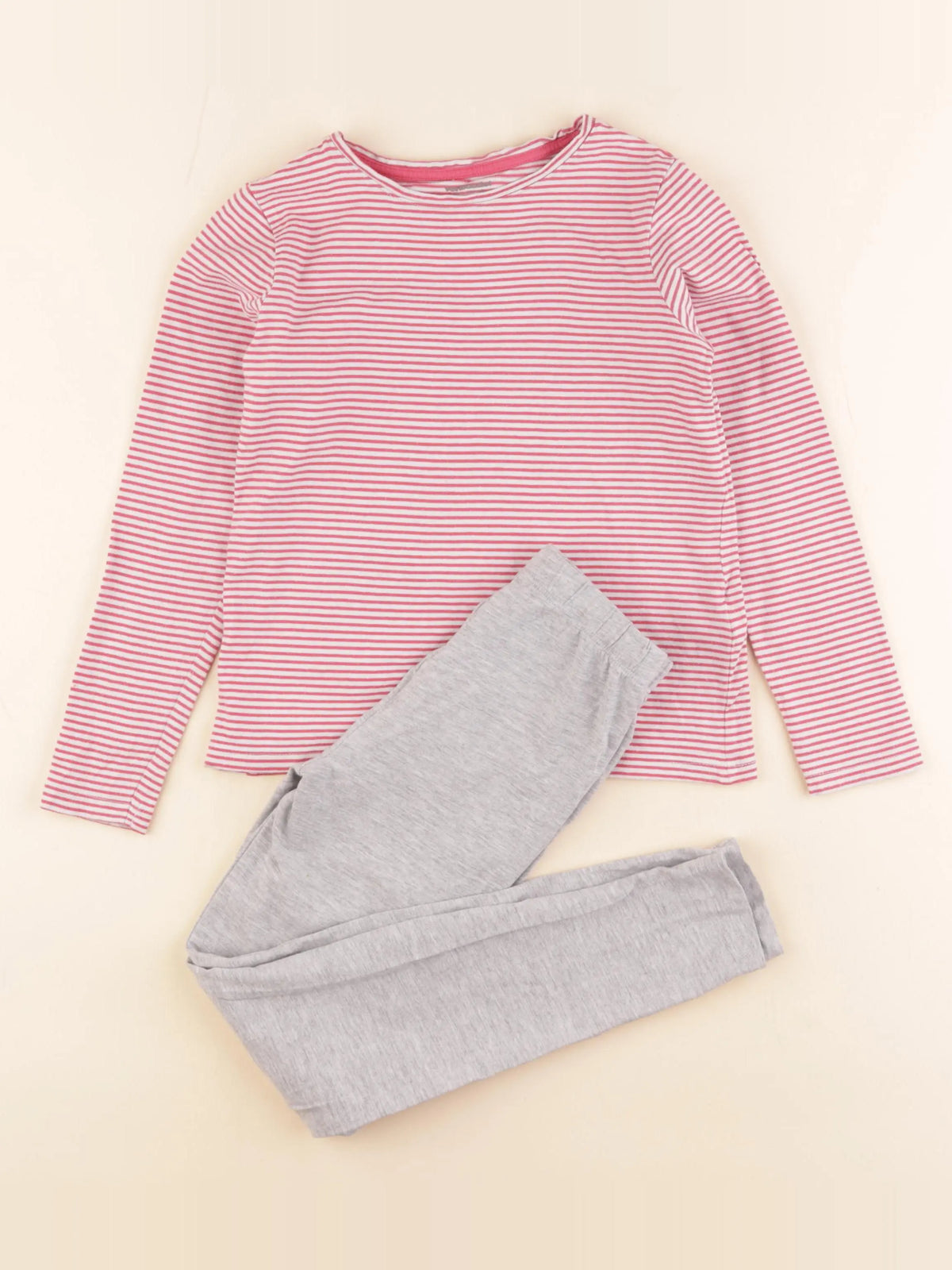 Vertbaudet - pyjama coton rose, gris - 8 ans