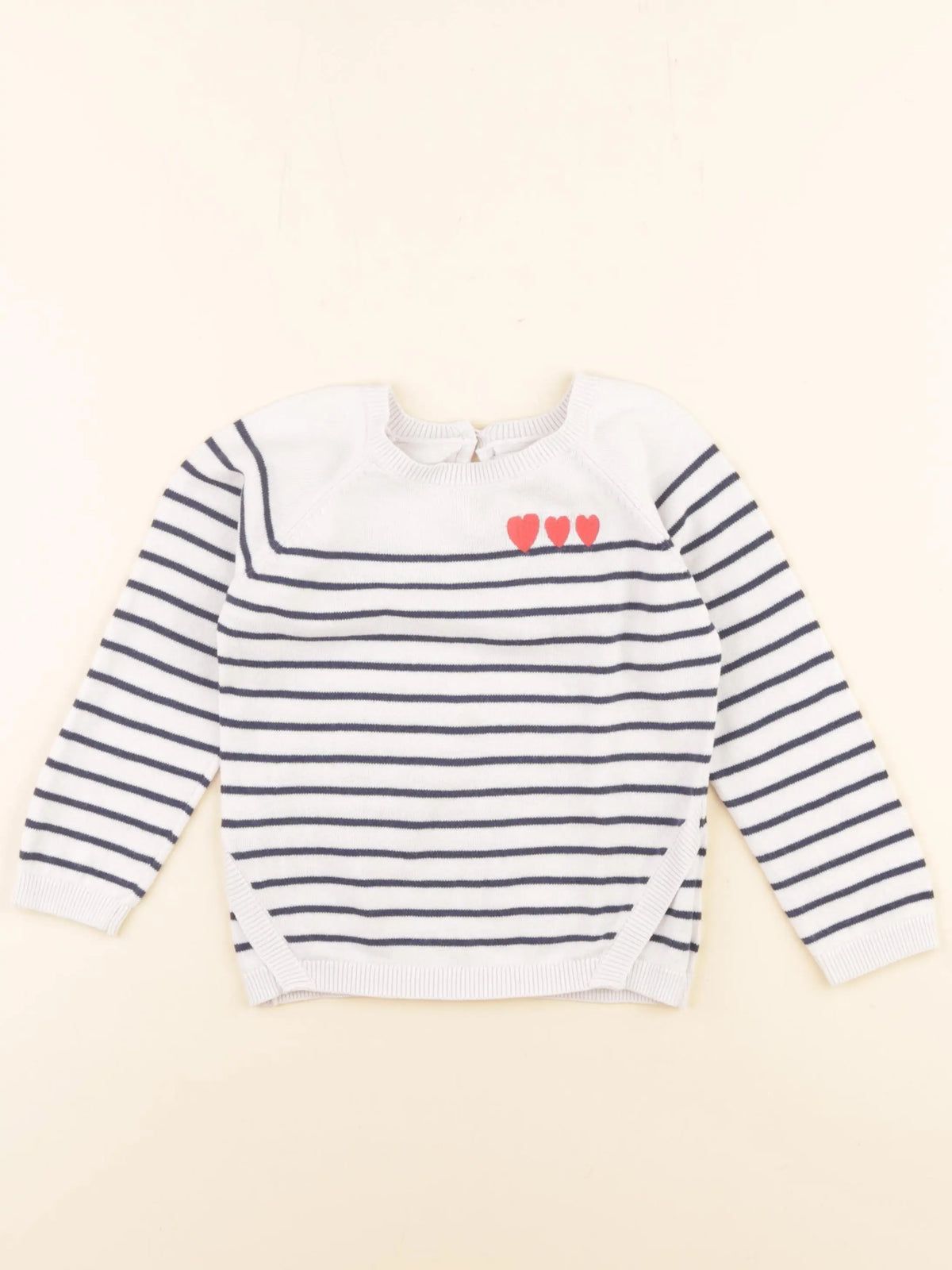 Vertbaudet - pull blanc, bleu - 36 mois