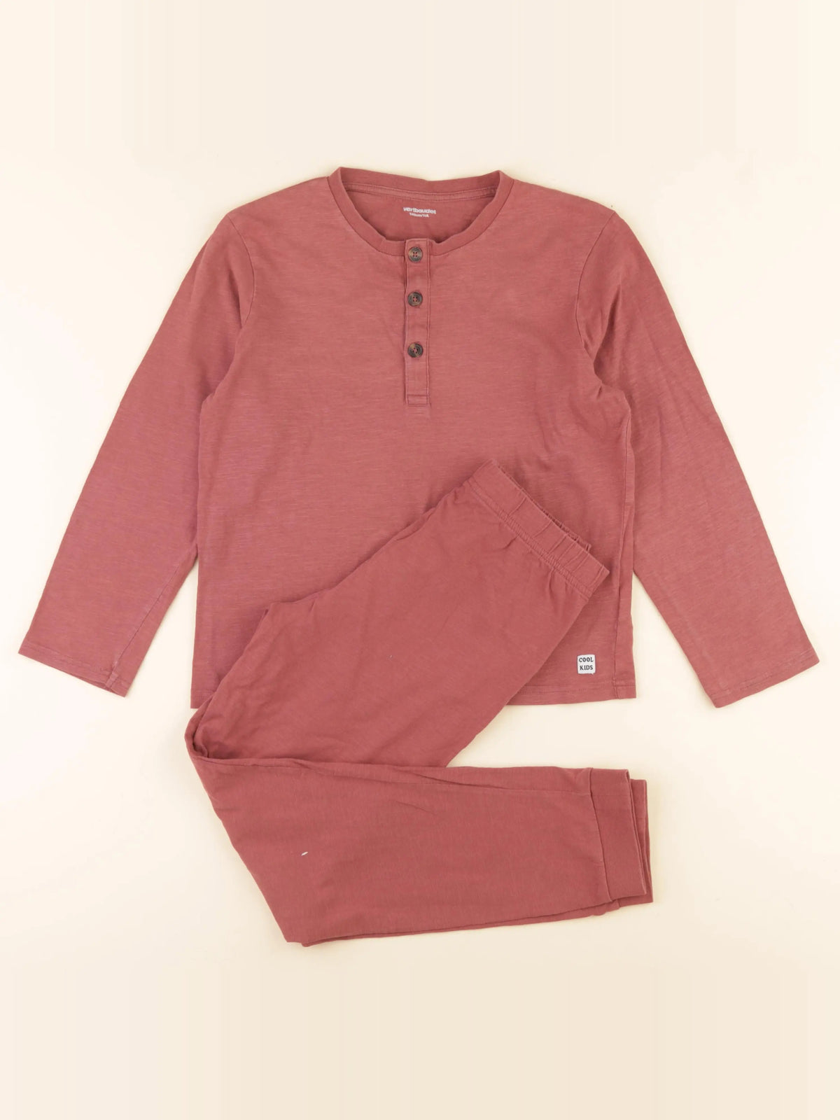 Vertbaudet - pyjama coton rouge - 10 ans