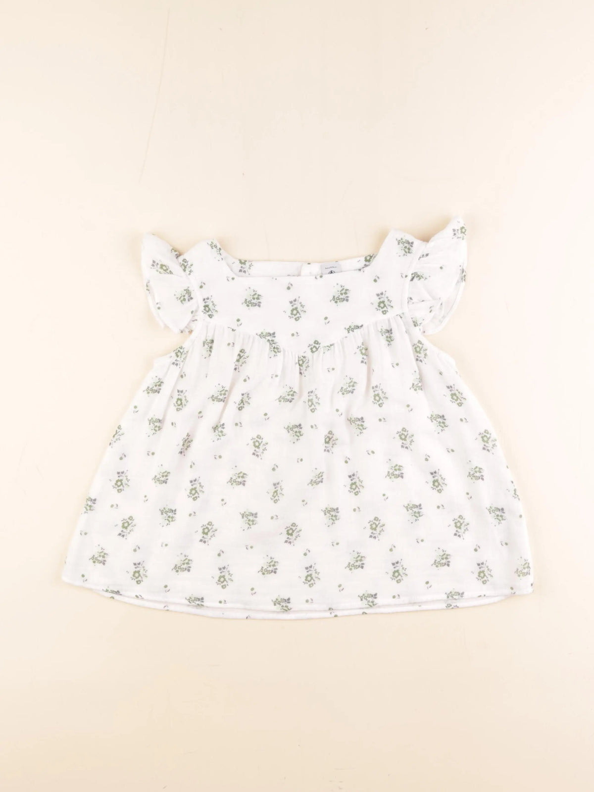 Petit Bateau - blouse blanc, vert - 8 ans