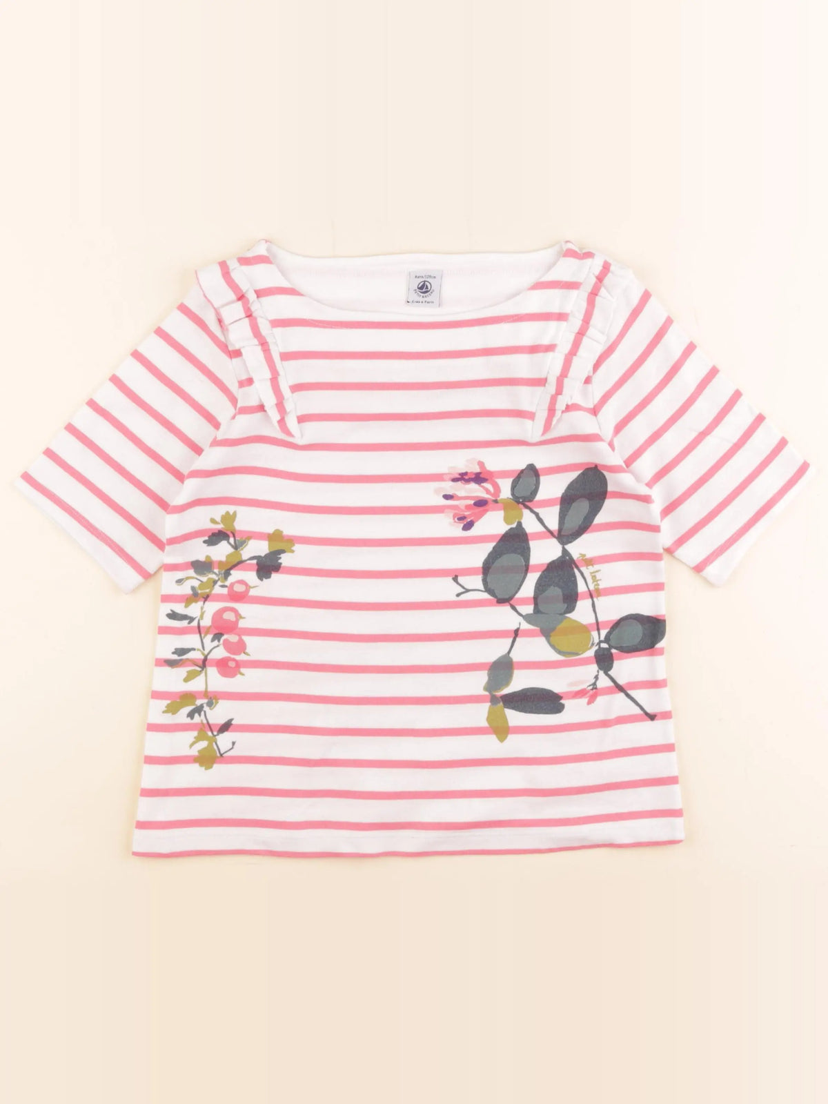 Petit Bateau - tee-shirt rose - 8 ans