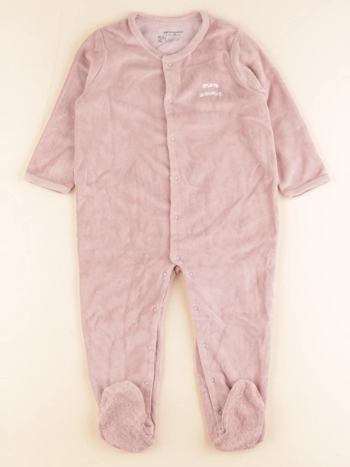 Vertbaudet - pyjama velours rose - 2 ans