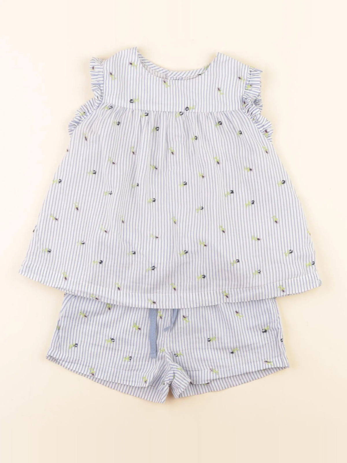 Boutchou - pyjama coton bleu, blanc - 24 mois
