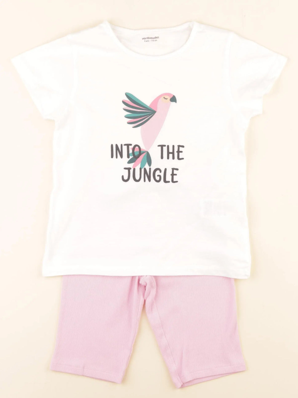 Vertbaudet - pyjama coton blanc, rose - 6 ans