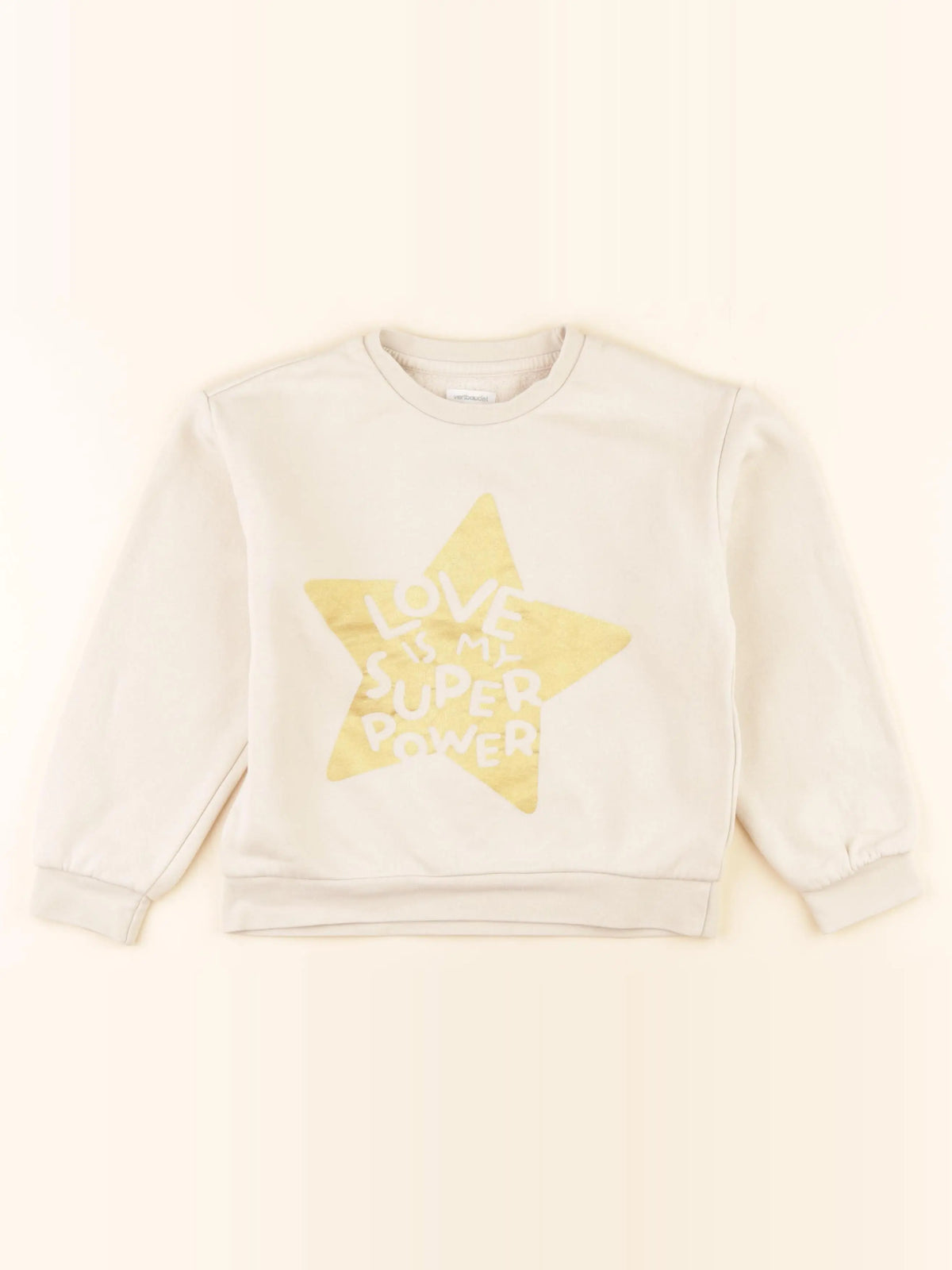 Vertbaudet - sweat beige - 8 ans