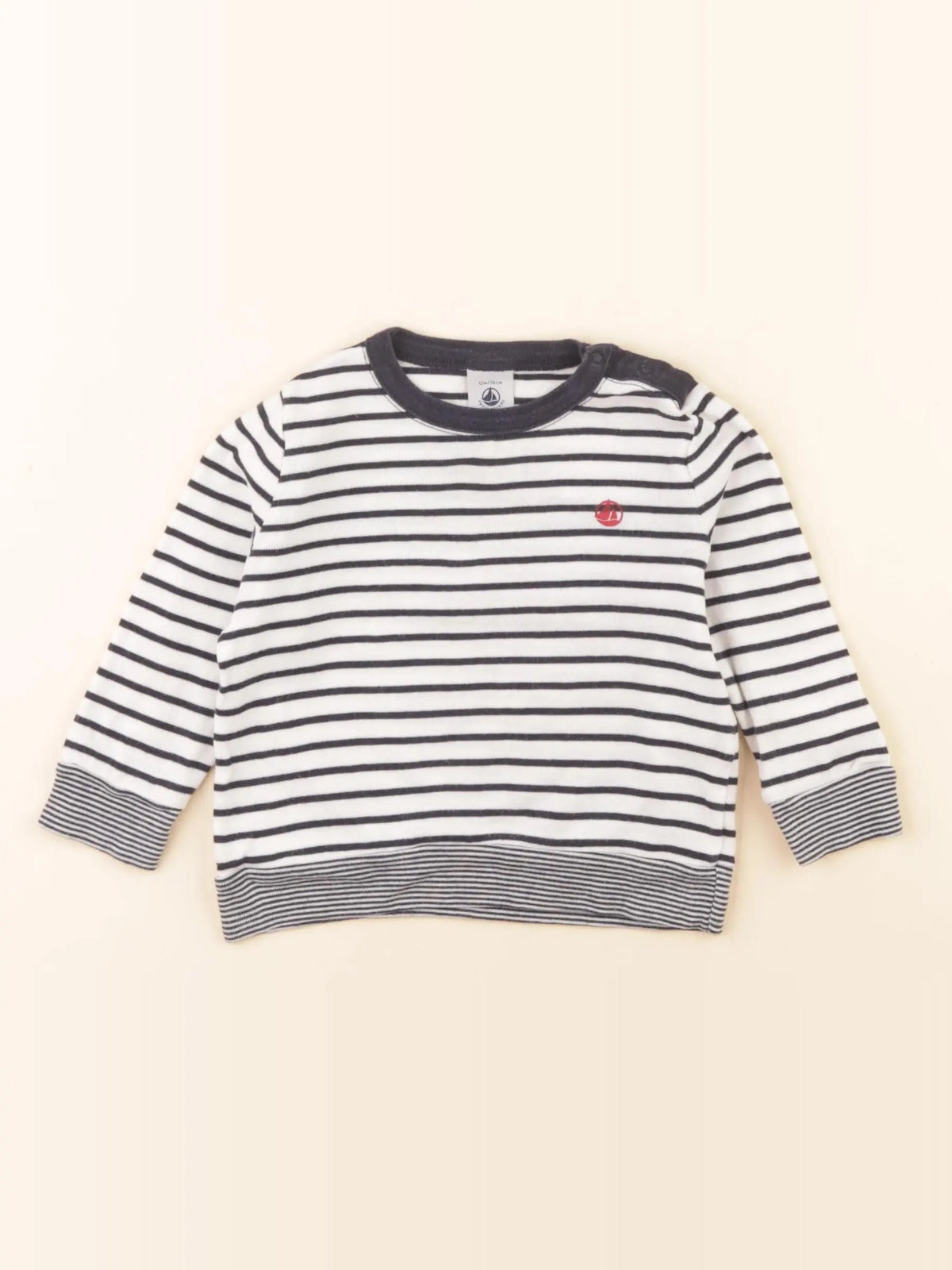 Petit Bateau - tee-shirt bleu, blanc - 12 mois