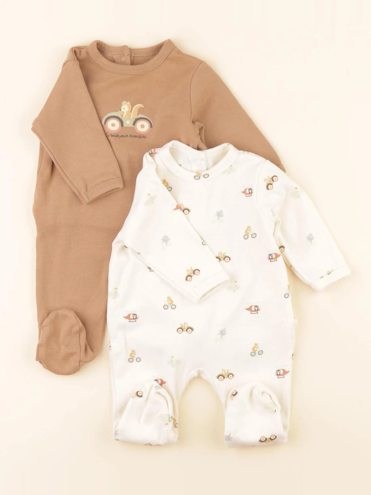 Vertbaudet - lot de 2 pyjamas coton multicolore - 1 mois