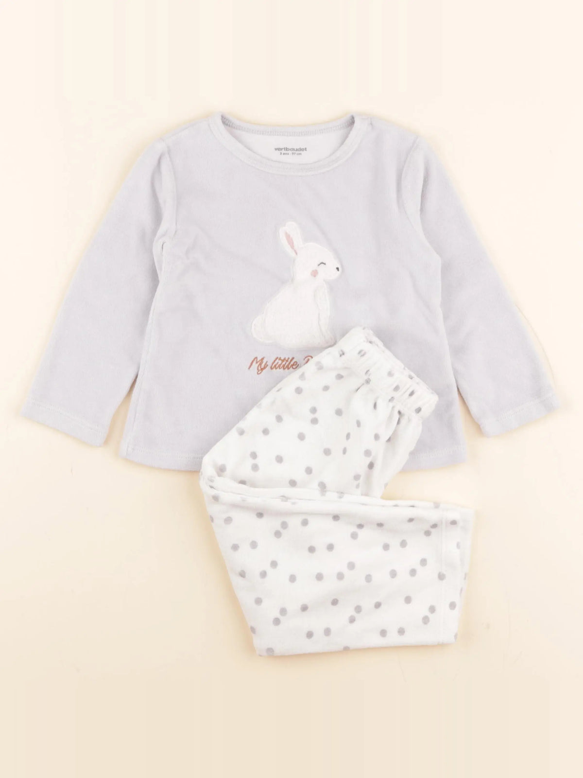 Vertbaudet - pyjama velours blanc, bleu - 3 ans