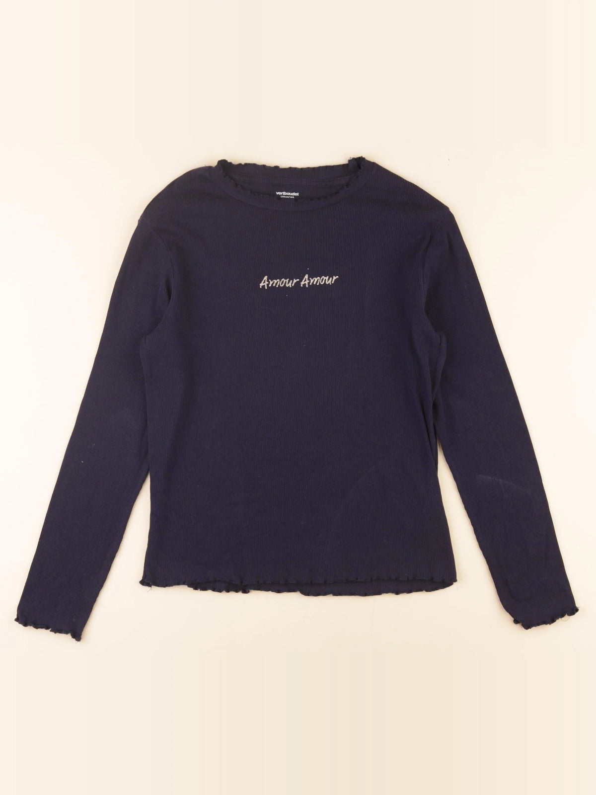 Vertbaudet - sous-pull bleu, or - 14 ans