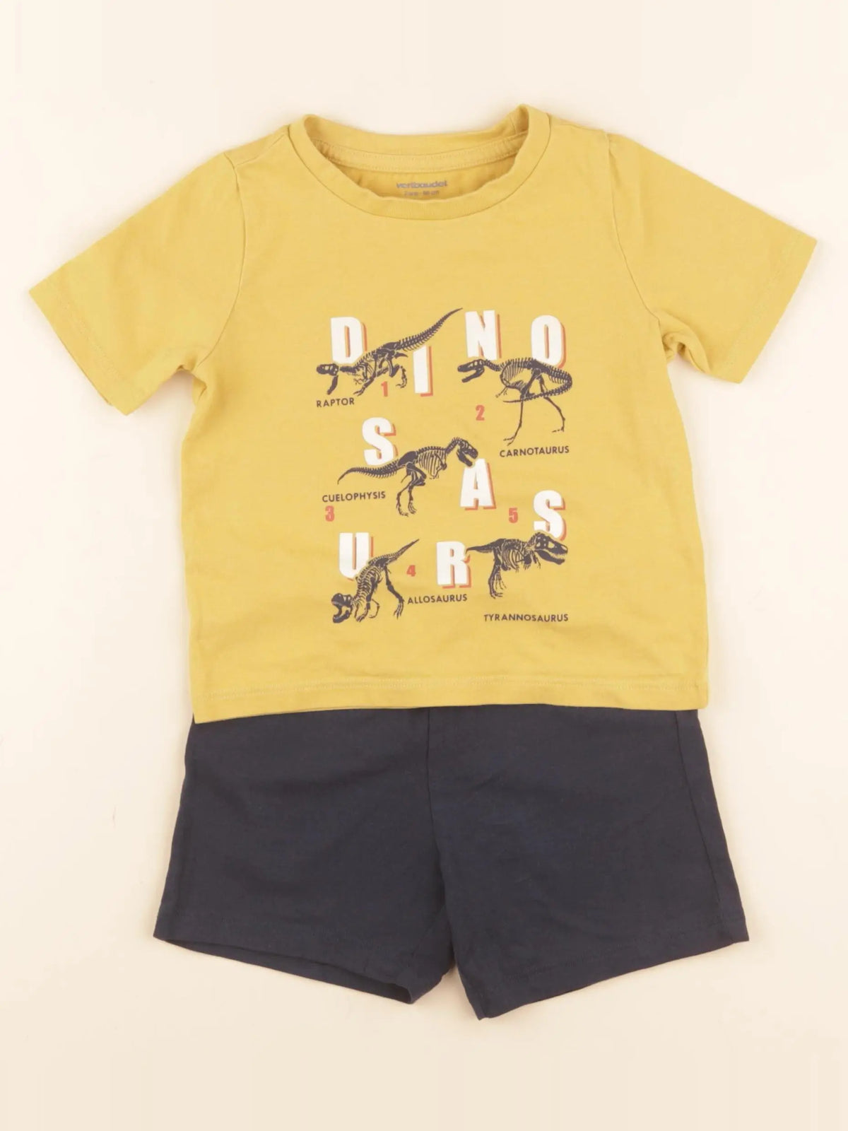 Vertbaudet - pyjama coton jaune, bleu - 2 ans