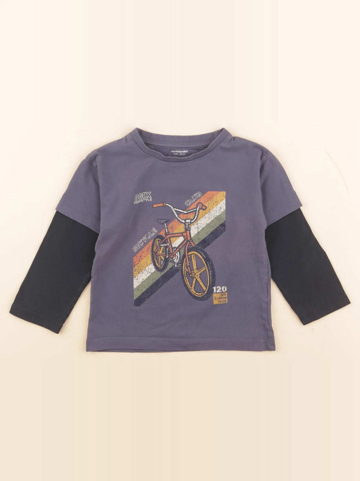 Vertbaudet - tee-shirt bleu - 4 ans