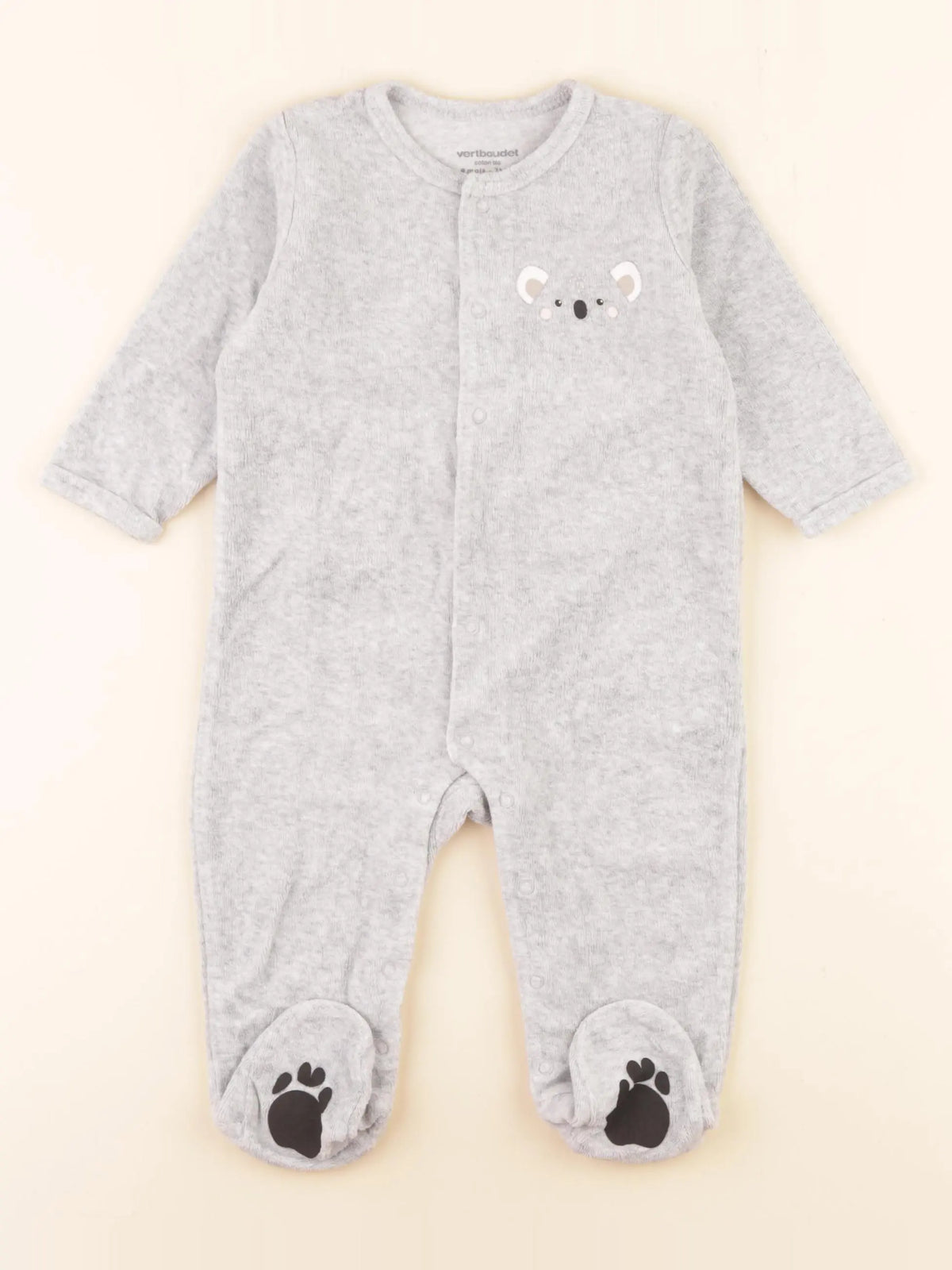 Vertbaudet - pyjama velours gris - 9 mois