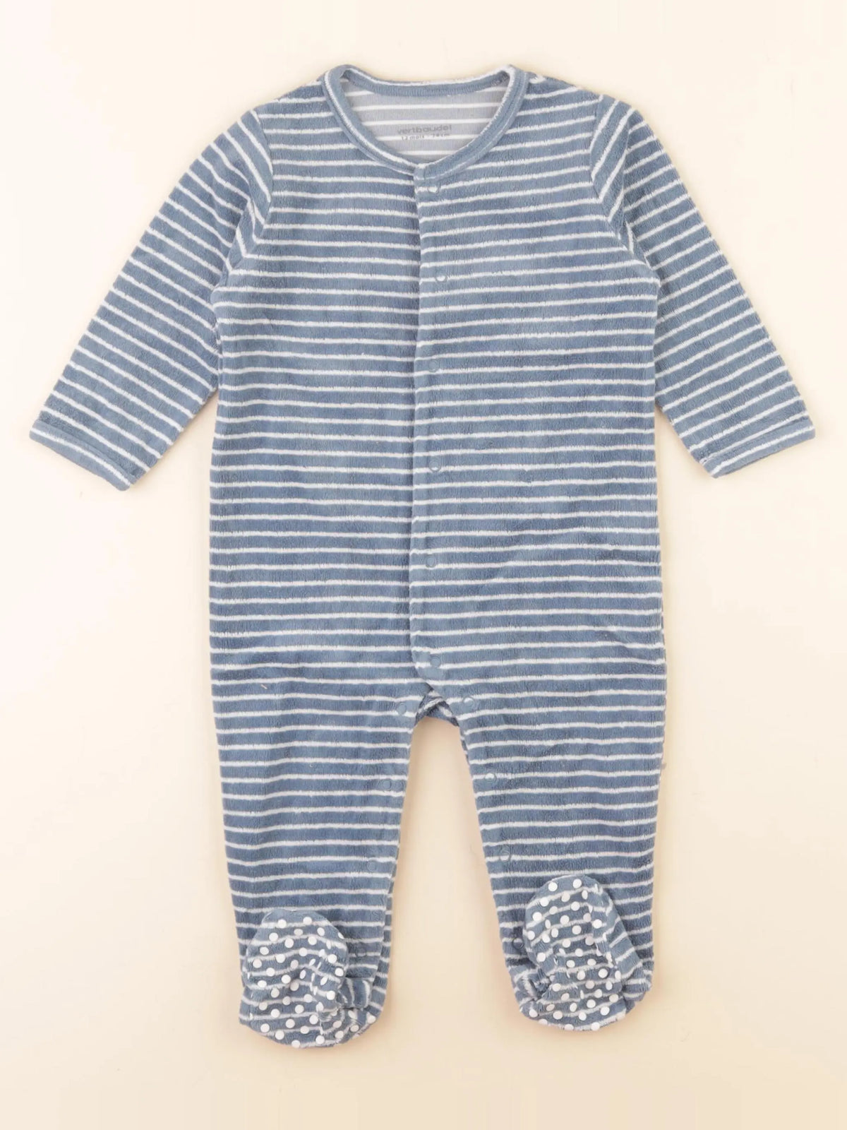 Vertbaudet - pyjama velours bleu - 12 mois