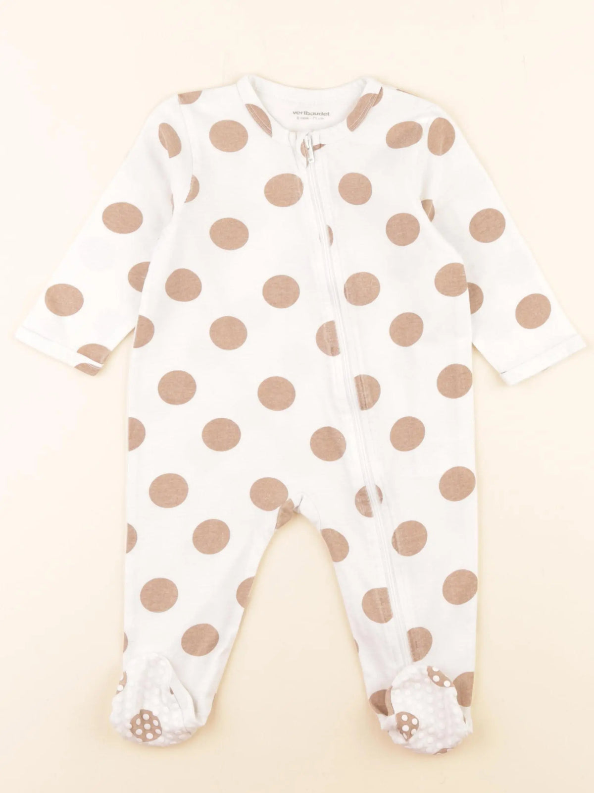 Vertbaudet - pyjama coton blanc, marron - 9 mois