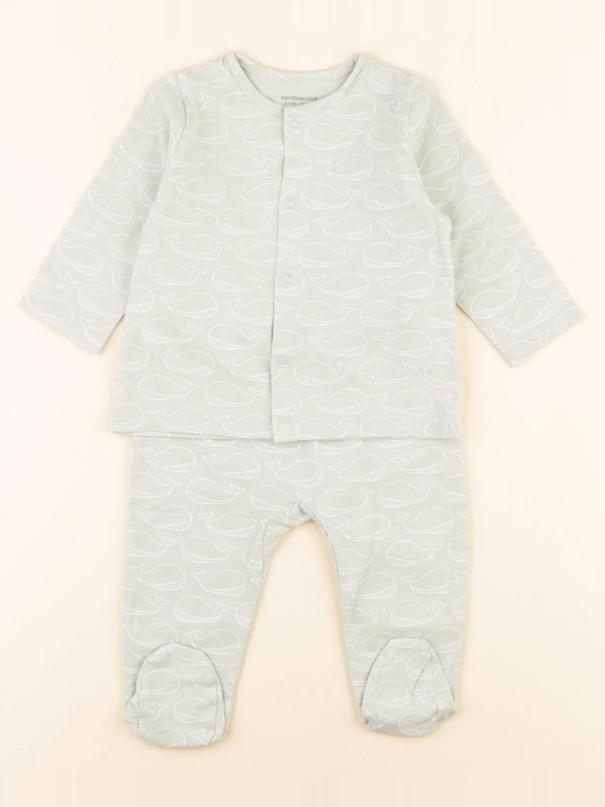 Vertbaudet - pyjama coton vert - 6 mois