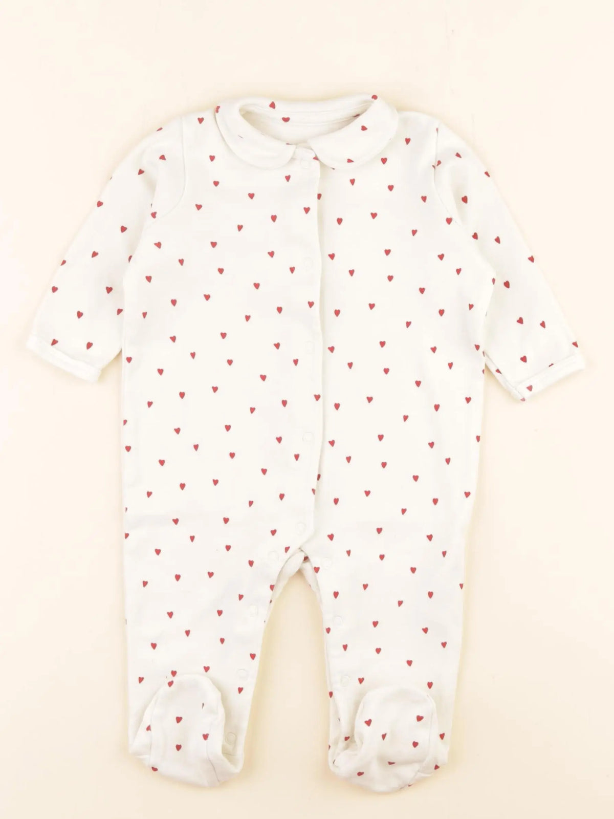 Vertbaudet - pyjama coton beige, rouge - 6 mois