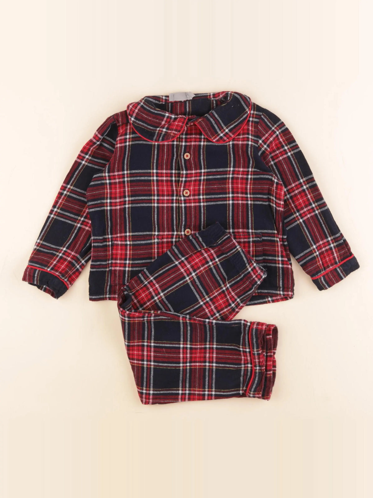 Boutchou - pyjama coton bleu, rouge - 36 mois