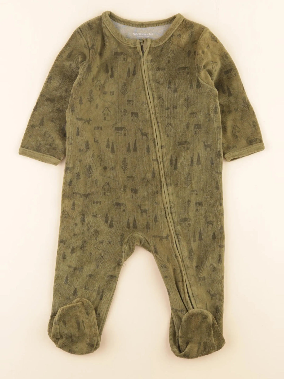 Vertbaudet - pyjama velours vert - 9 mois
