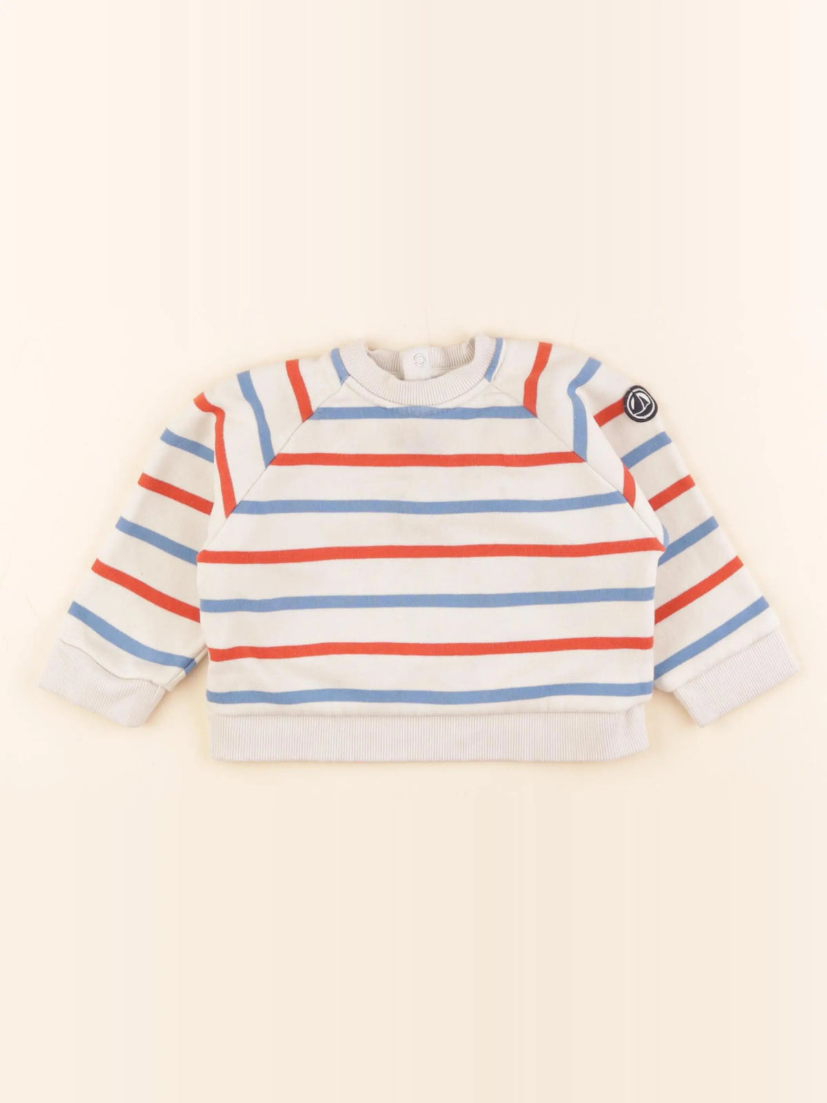 Petit Bateau - sweat beige, rouge - 18 mois