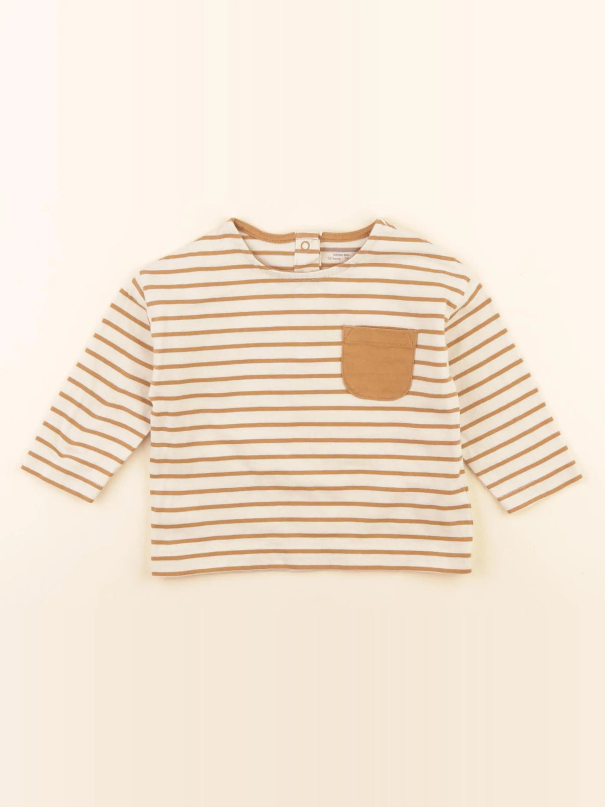 Vertbaudet - tee-shirt beige - 12 mois