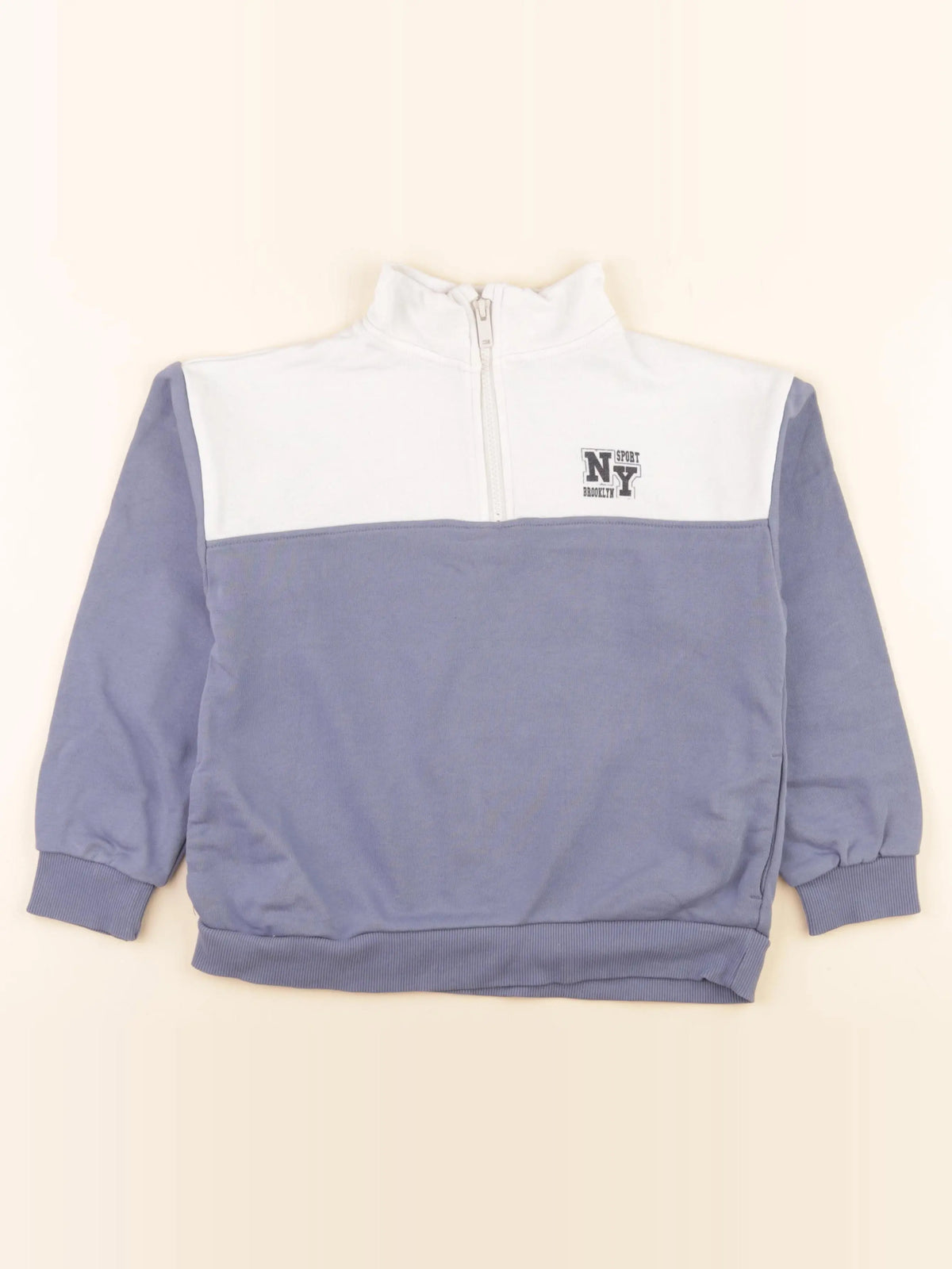 Vertbaudet - sweat blanc, bleu - 10 ans