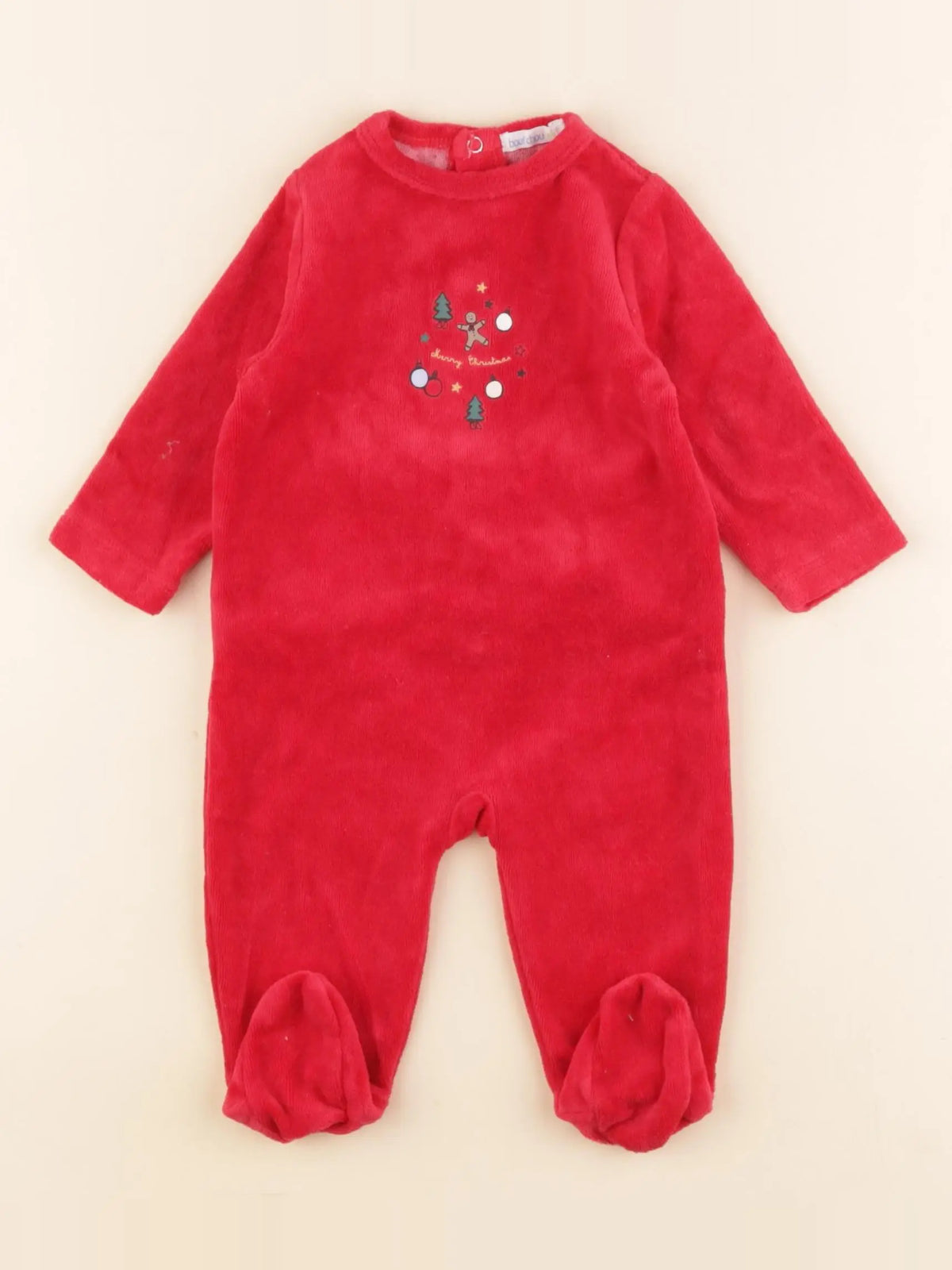 Boutchou - pyjama velours rouge - 3 mois
