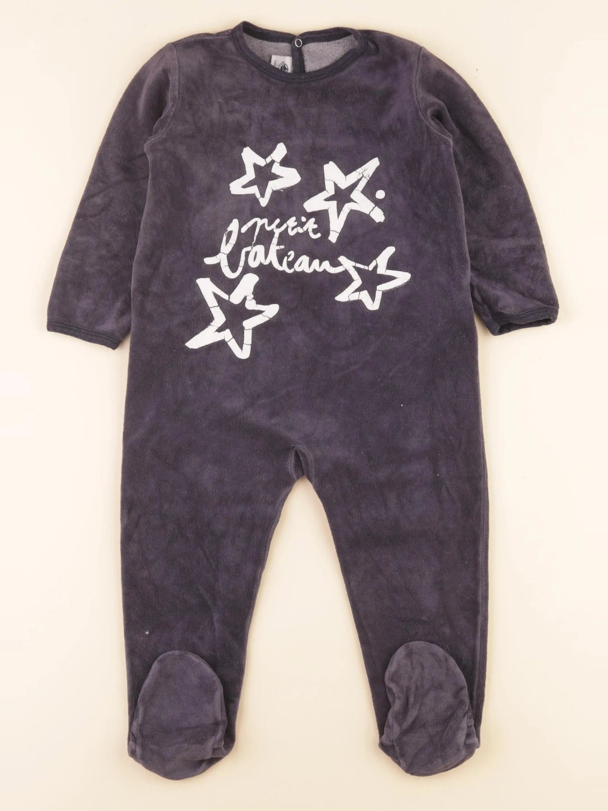 Petit Bateau - pyjama velours bleu - 24 mois